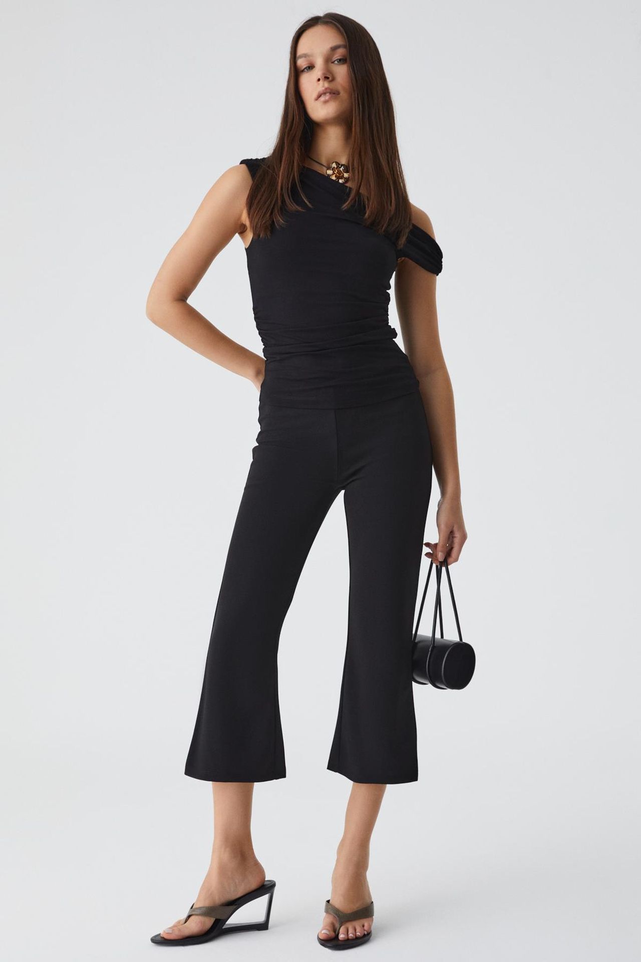 GRIMELANGE Off-Shoulder Shirred Slim Blouse 2