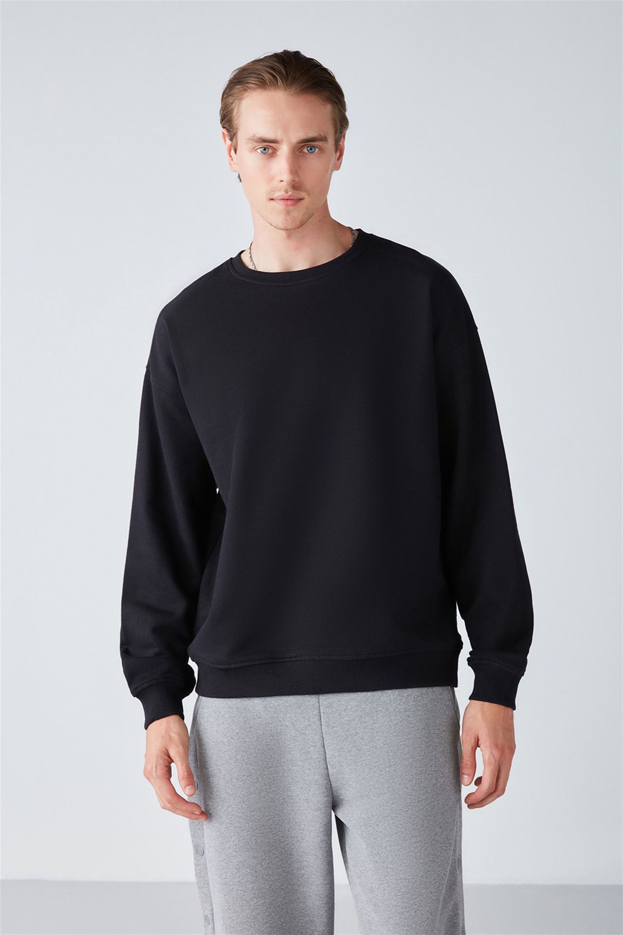 GRIMELANGE Bol Kesim Fitilli Bisiklet Yaka Sweatshirt 4