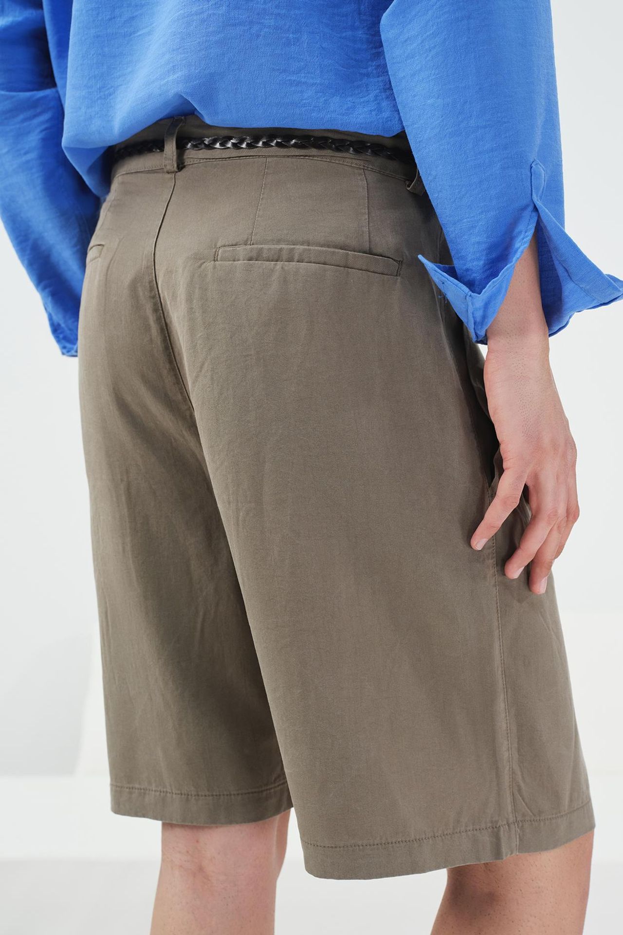 GIESTO Mid Waist Wide Leg Tencel Shorts 4