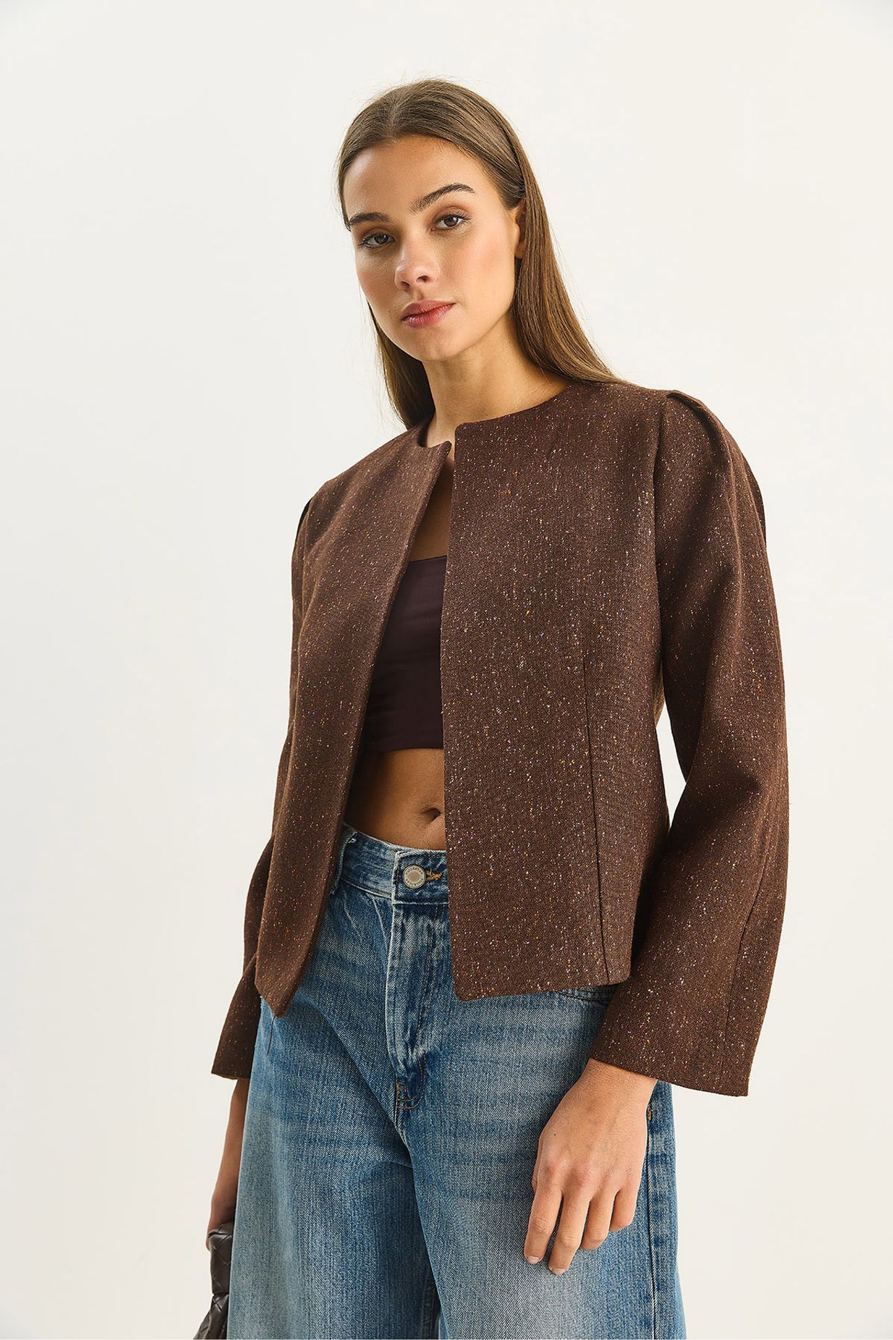 LUCCI Textured Open Collar Lined Jacket 4