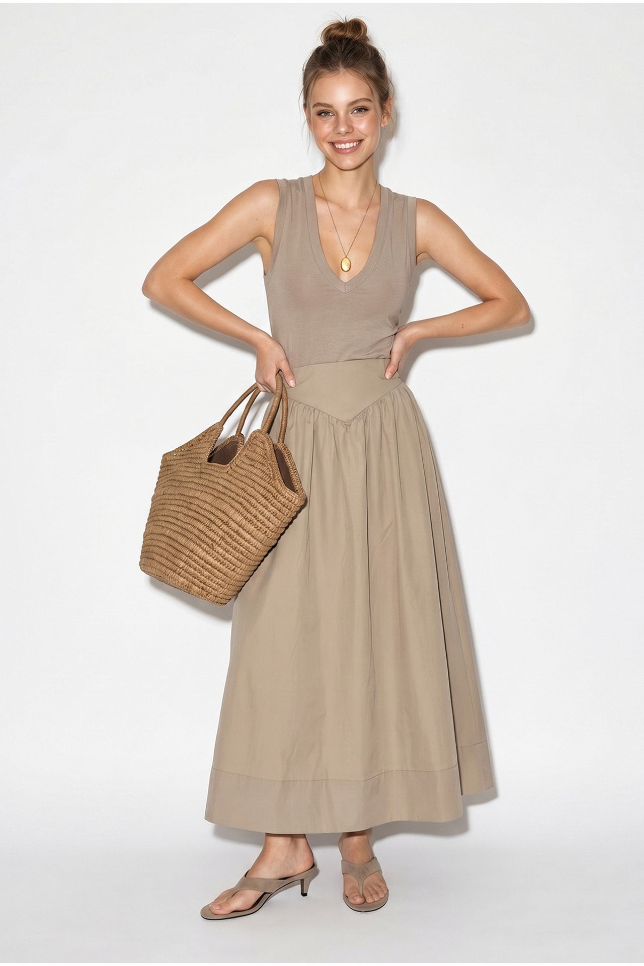 LUCCI High-Waist Maxi Skater Skirt 4