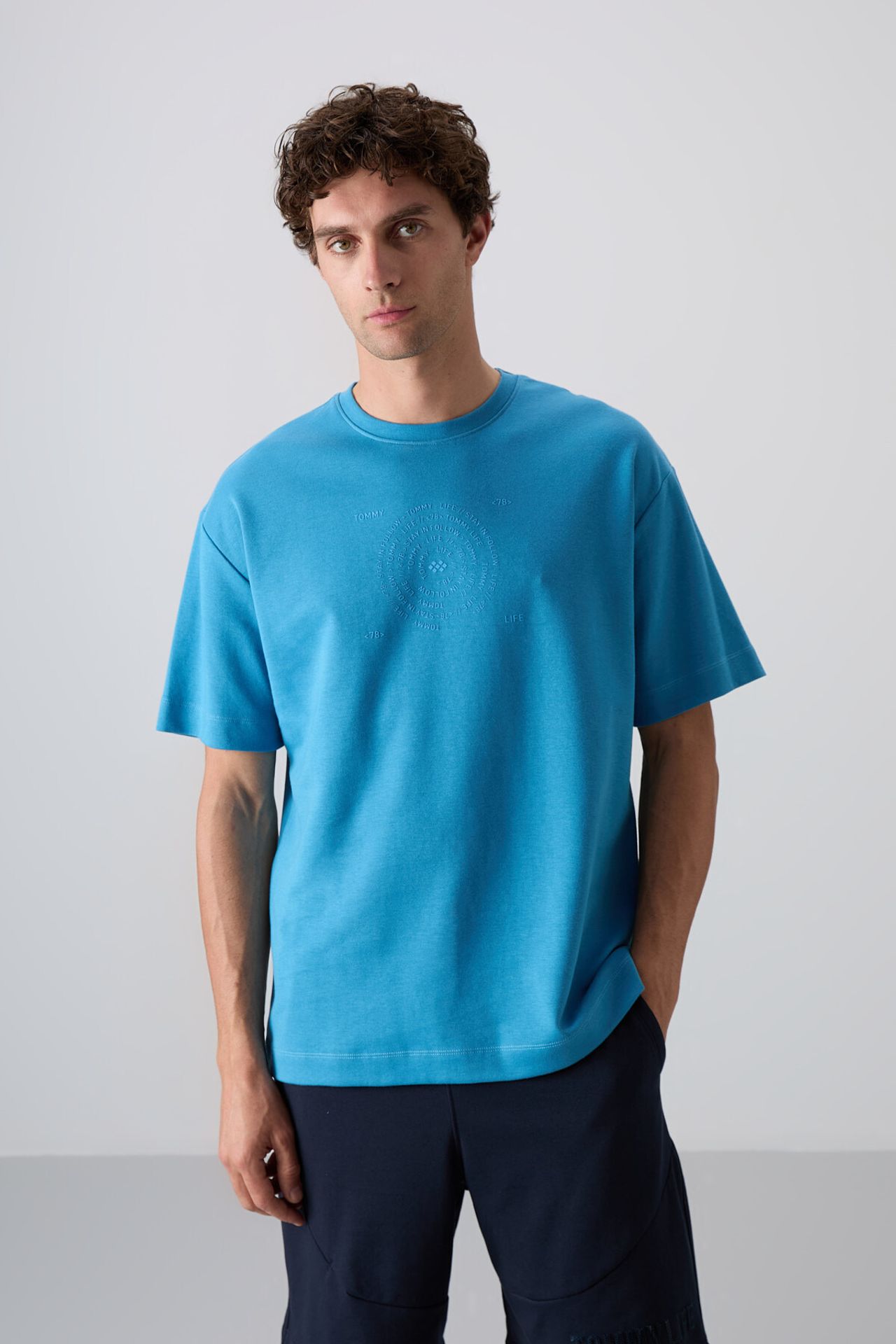 TOMMY Oversized Cotton-Blend Crew Neck T-Shirt 1
