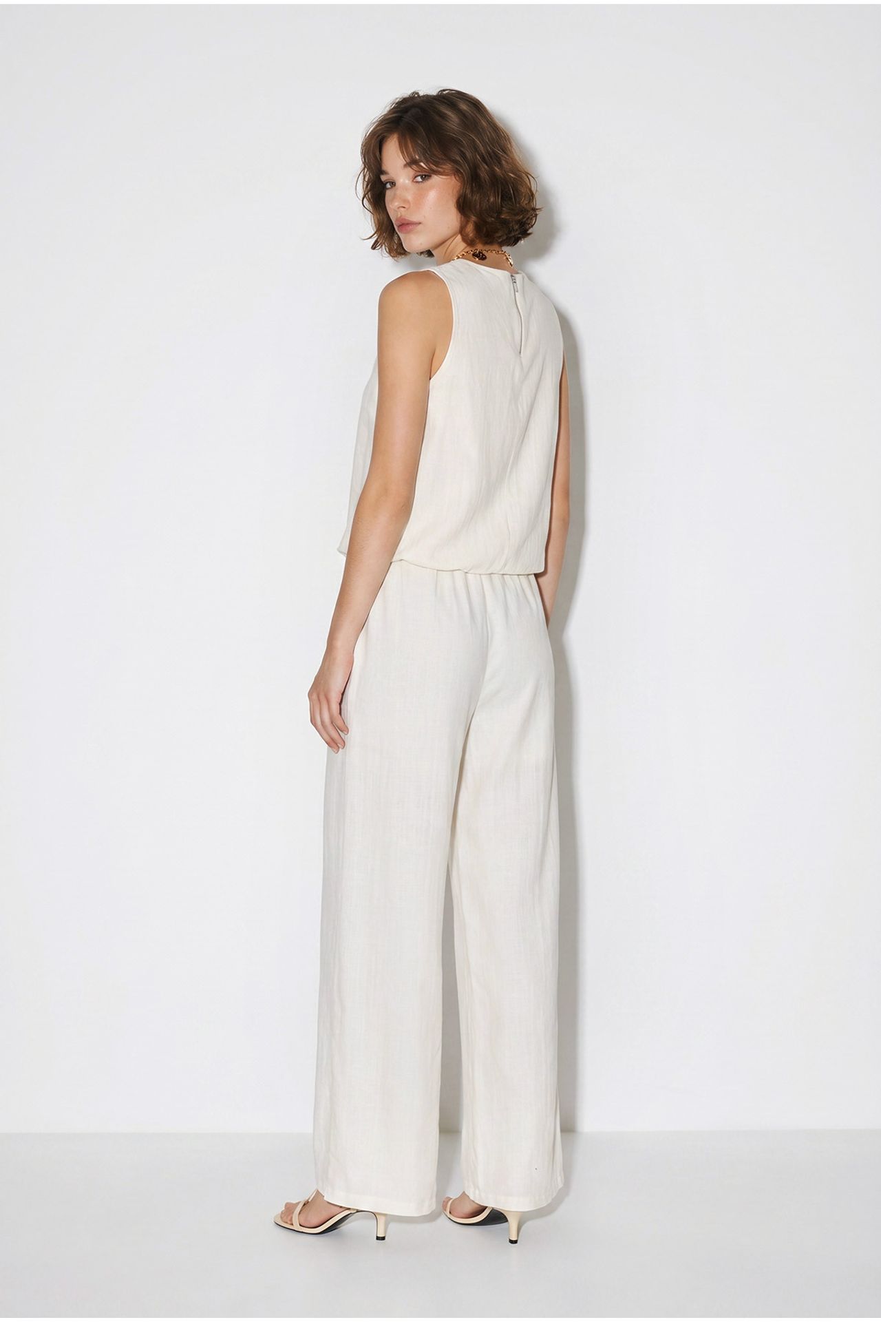 LUCCI Cotton Wide-Leg Sleeveless Jumpsuit