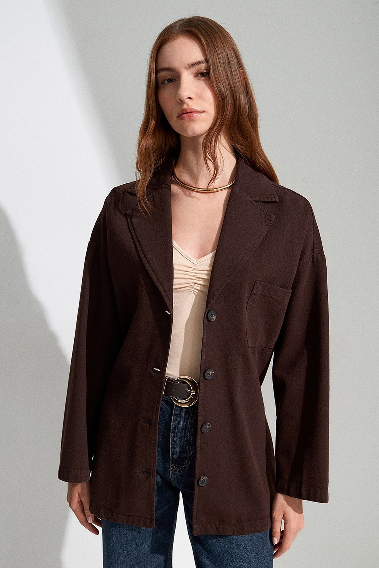 DILVIN Oversized Belted Long Jacket 4