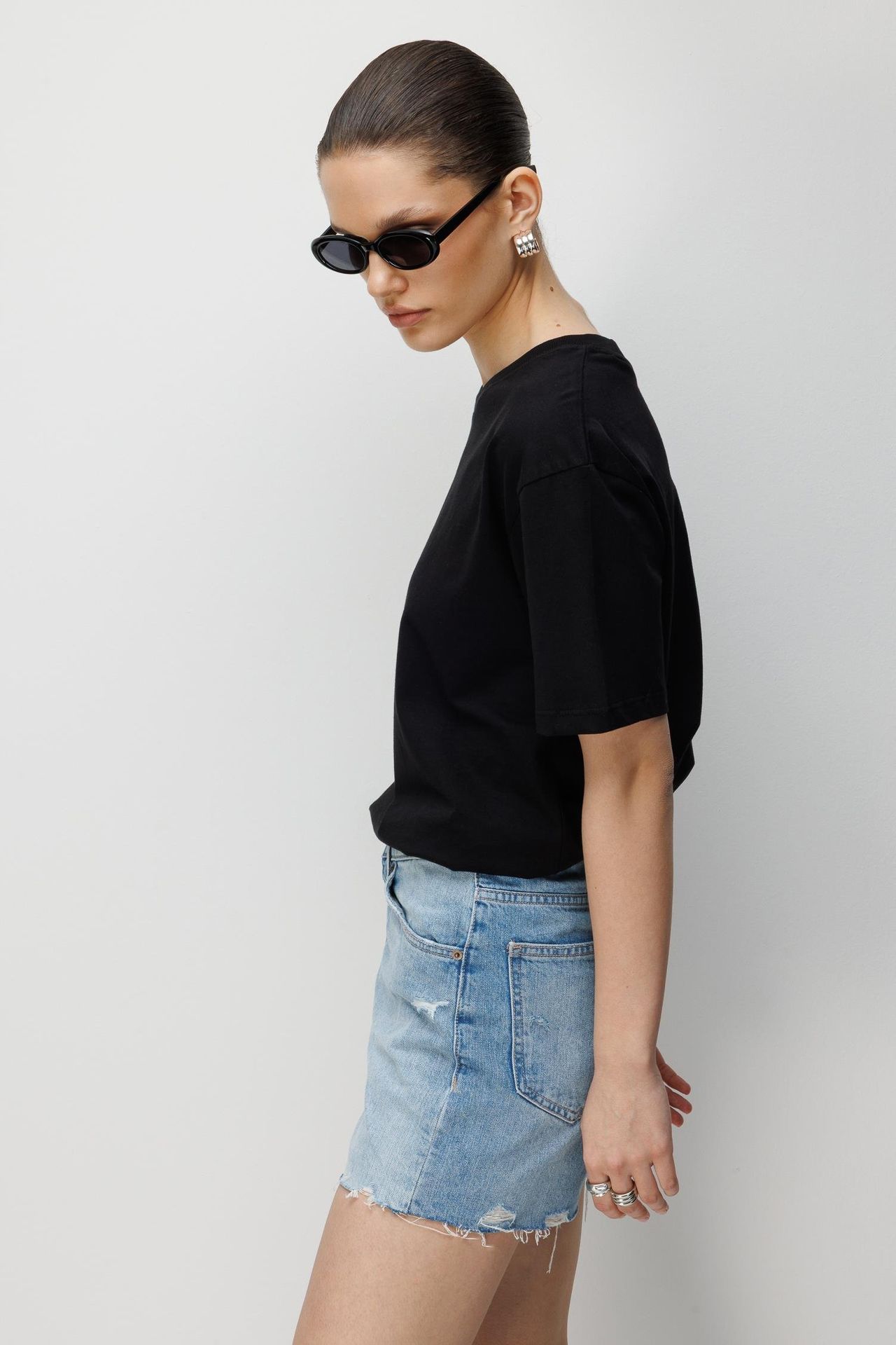 MIXRAY Oversized Ribbed Crew Neck T-Shirt 3