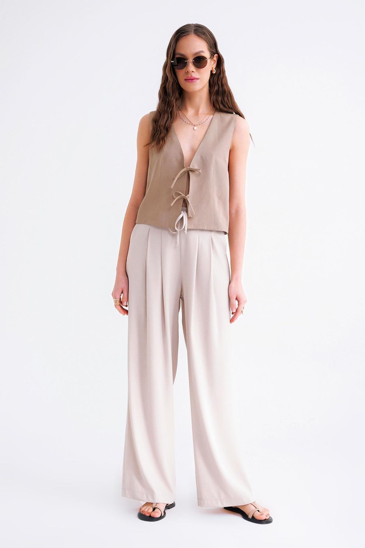 Mixray High Waist Pleated Palazzo Pants 4