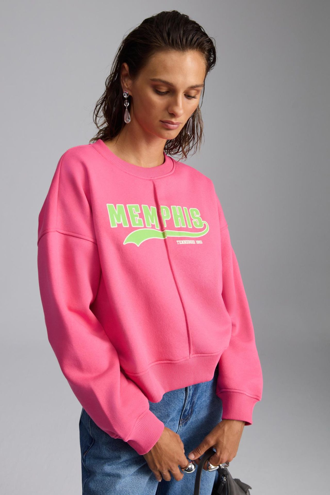 GRIMELANGE Oversized Printed Crew Neck Sweatshirt 2