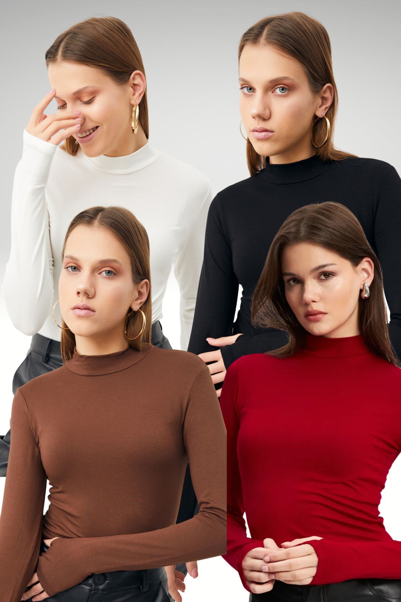 BIPANTOLON Kadın 4'lü Cut Out Detaylı Yarım Balıkçı Yaka Body 1