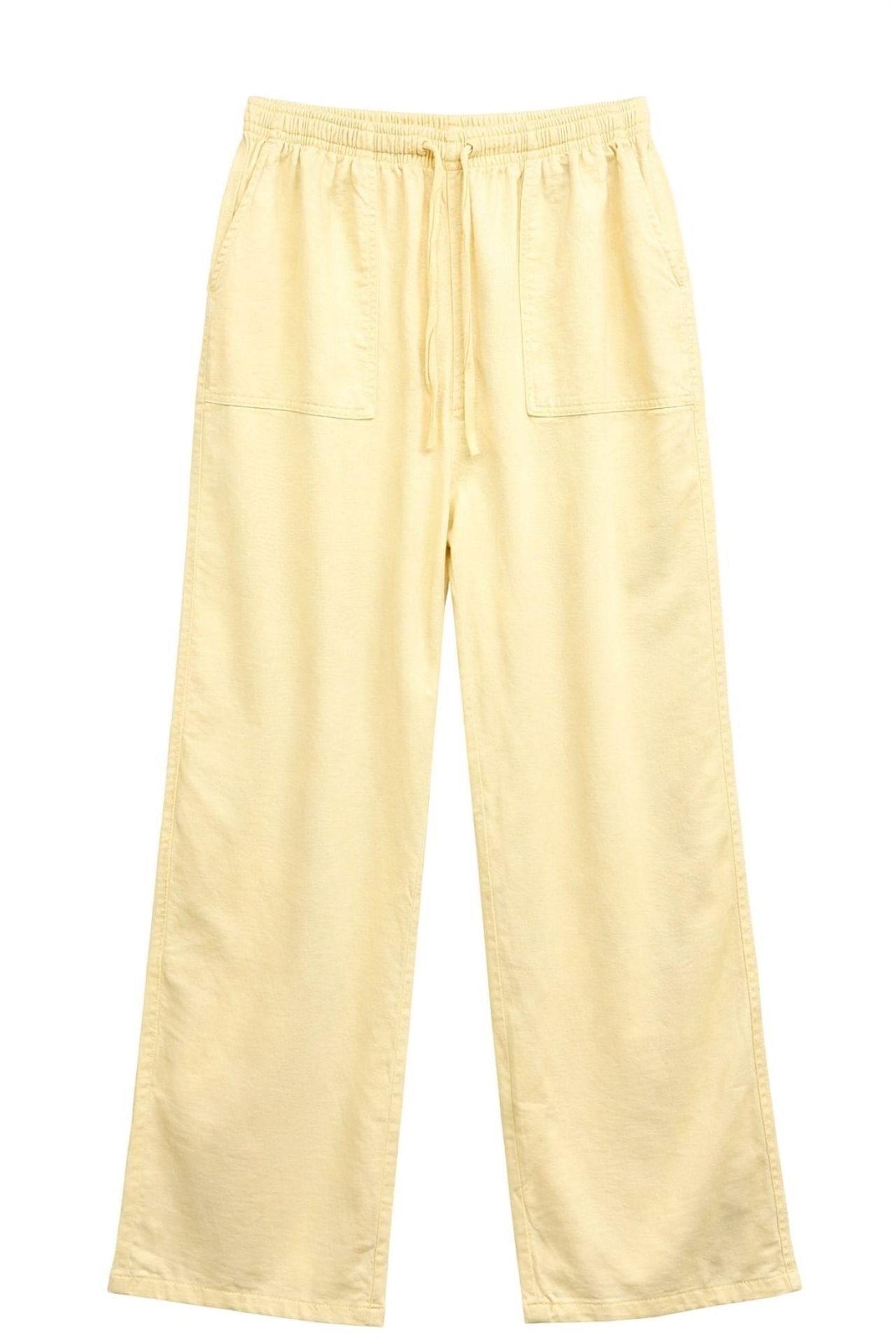 MIXRAY Mid Waist Straight Leg Cotton Pants with Tie Closure 1
