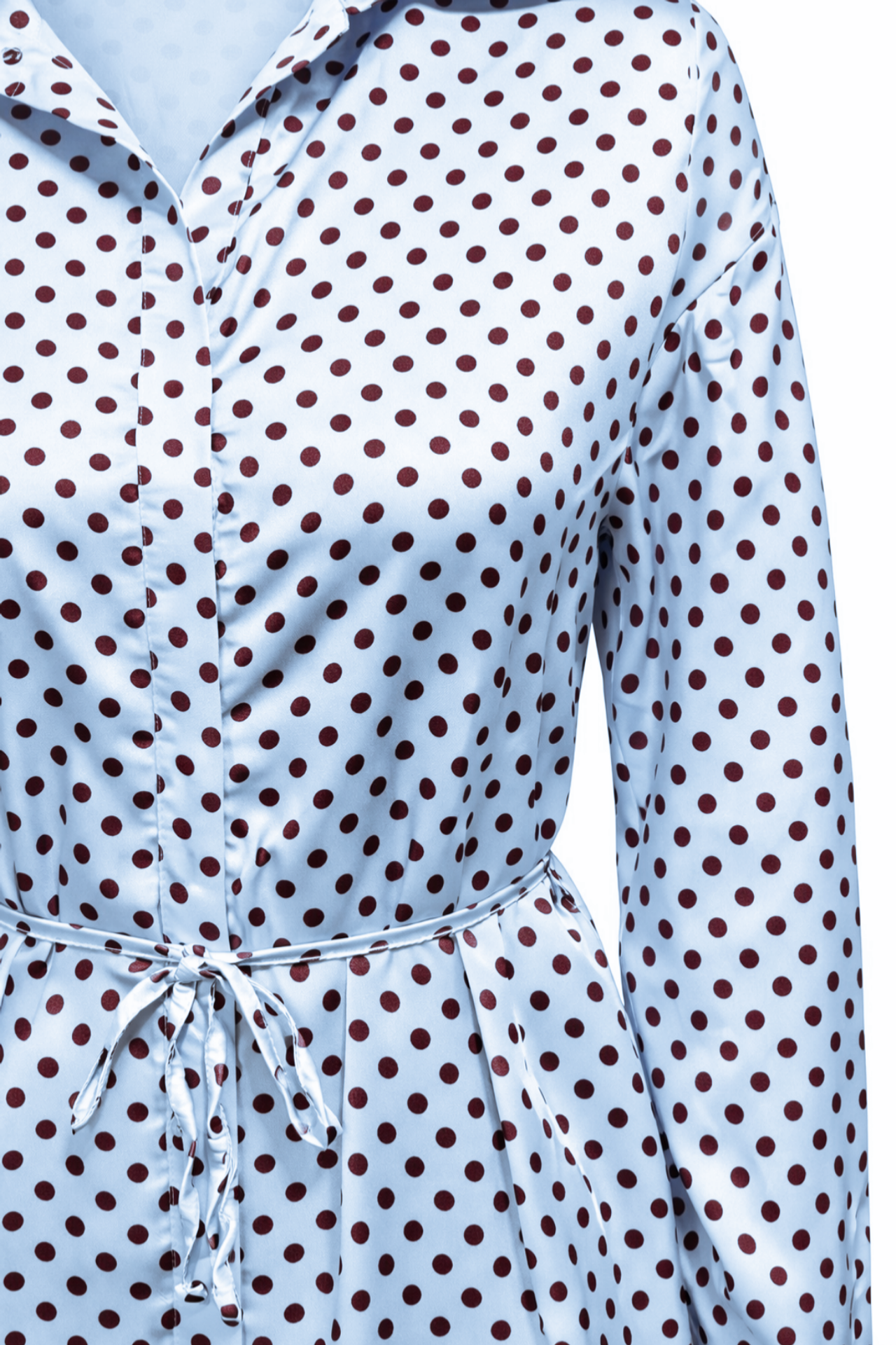 MIXRAY Polka Dot Tie Detail Button-Up Shirt 3