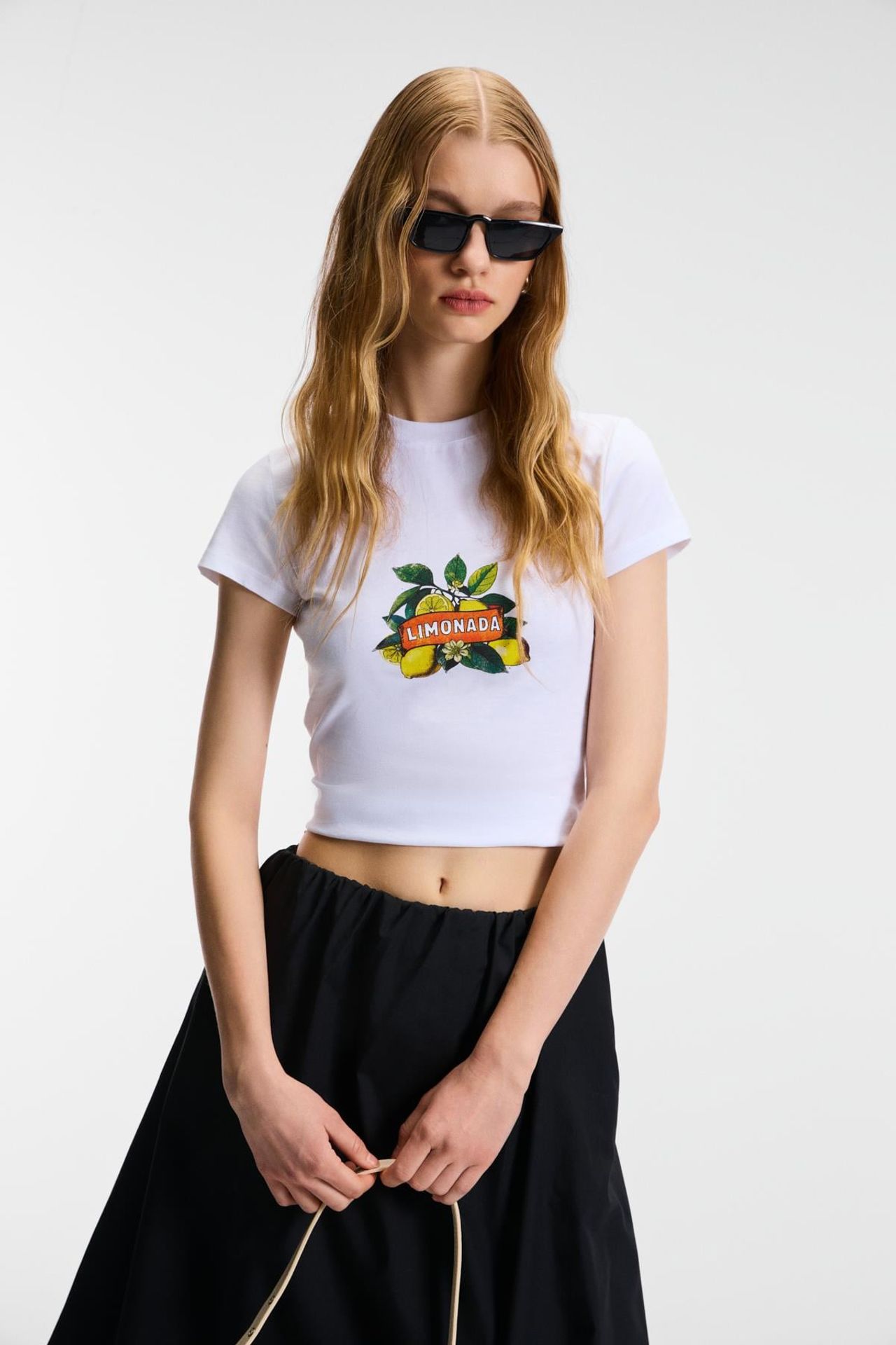 GRIMELANGE Printed Crop Crew Neck T-Shirt 1