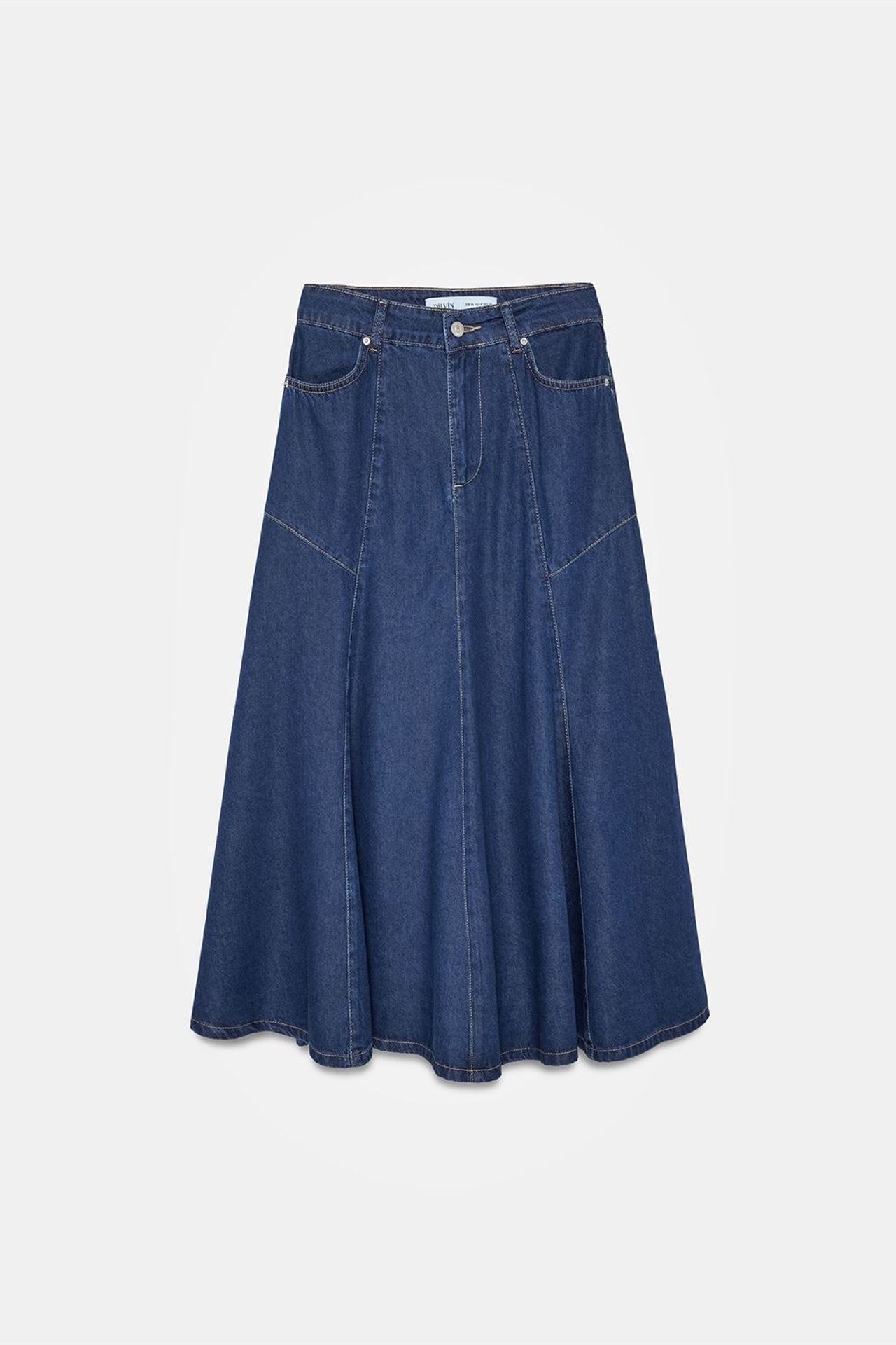 DILVIN High-Waist Midi A-Line Denim Skirt 5
