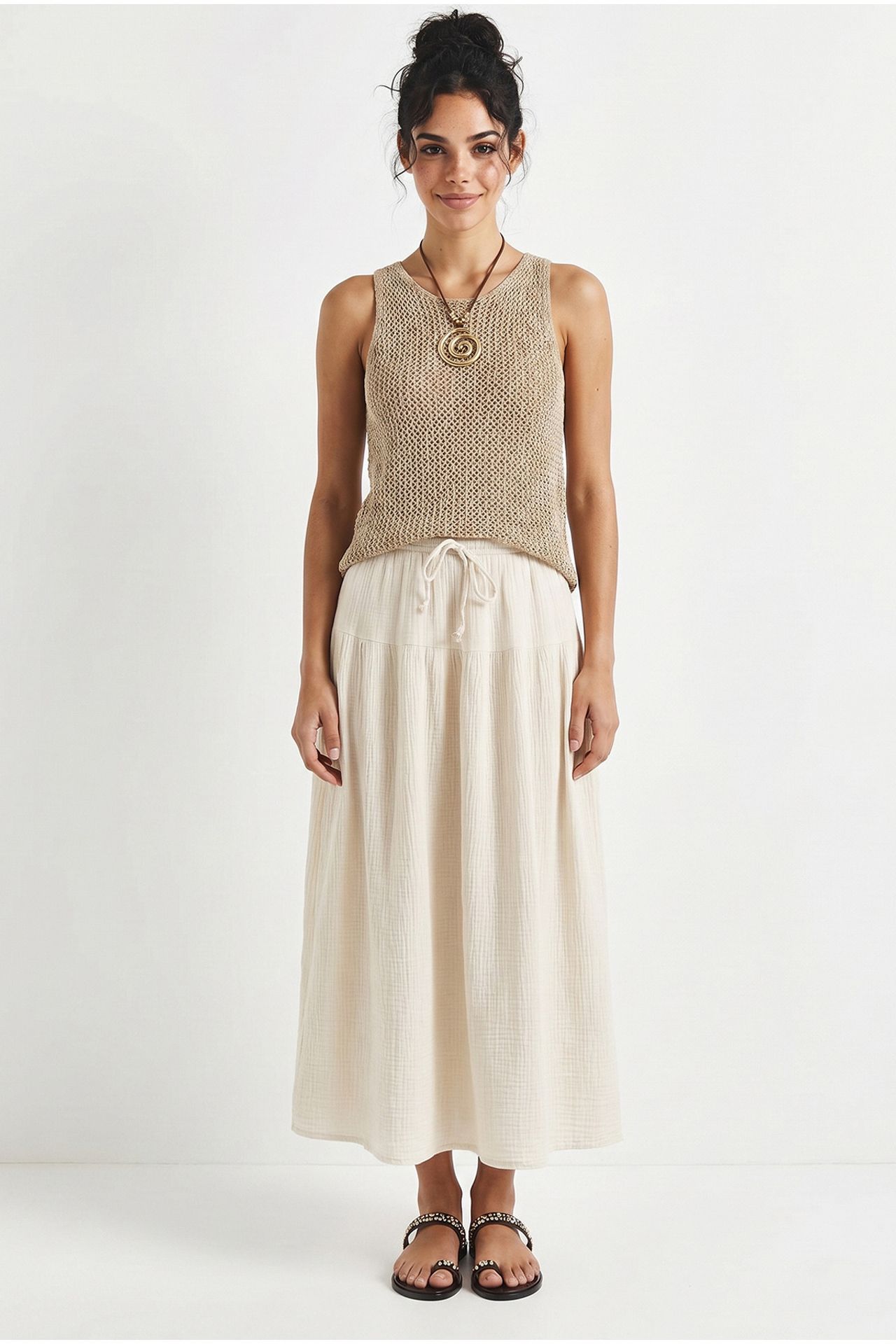 LUCCI High-Waist Midi A-Line Skirt 1
