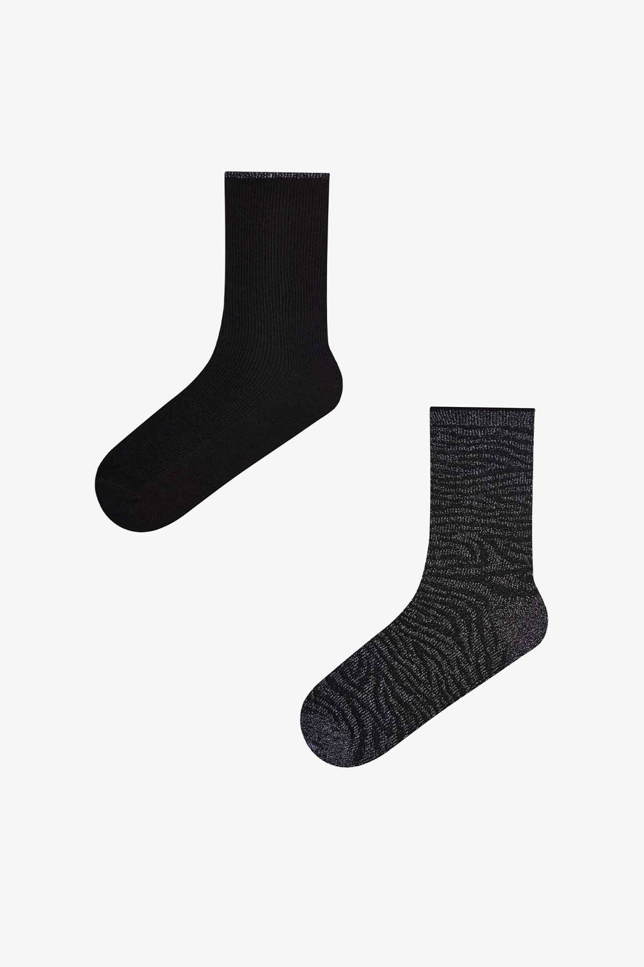 PENTI Shiny Zebra Cotton Metallic 2-Pack Crew Socks 1