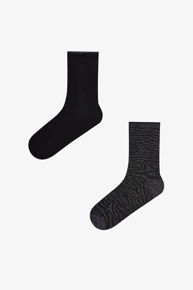 PENTI Shiny Zebra Cotton Metallic 2-Pack Crew Socks