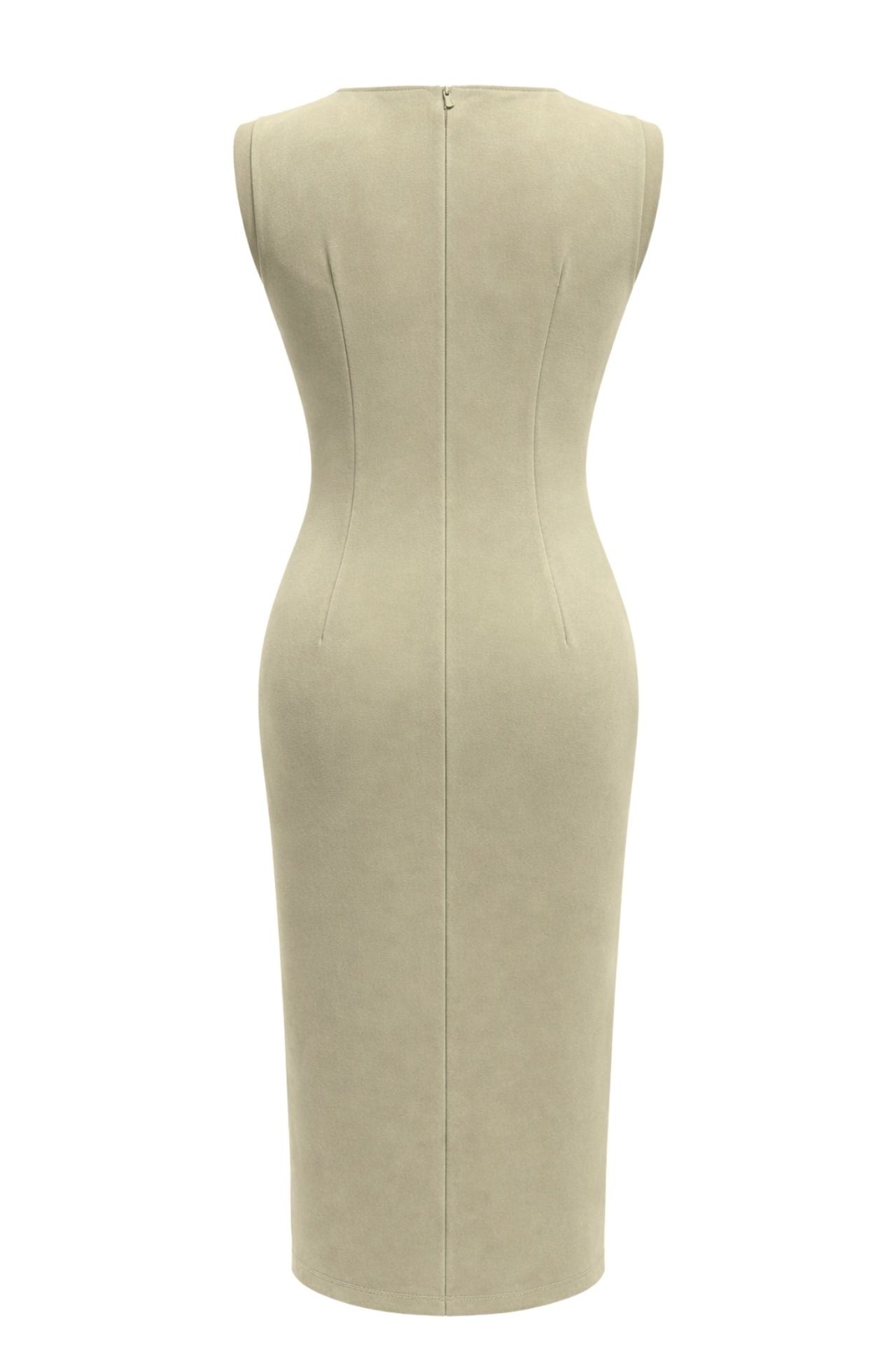 MIXRAY Fitted Midi Dress with Crew Neck 4