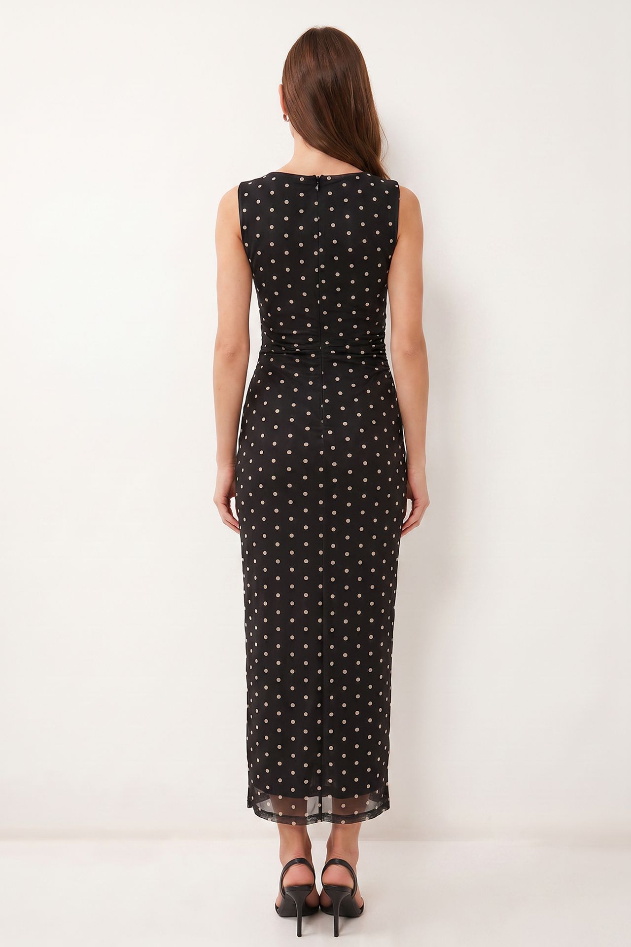 ISTANBUL Polka Dot Tulle Bodycon Midi Dress 6