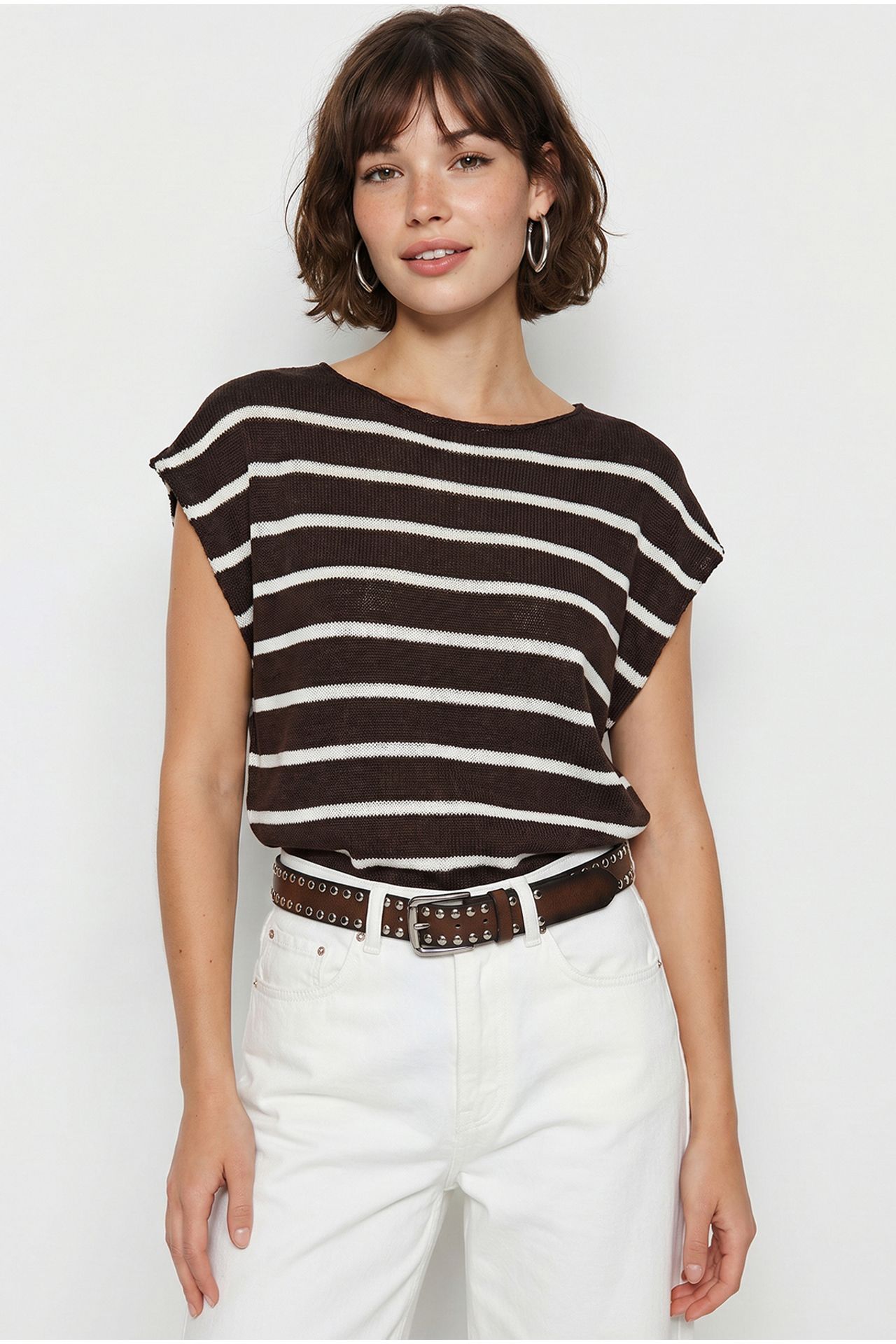 LUCCI Striped Boat Neck Knit Top 2
