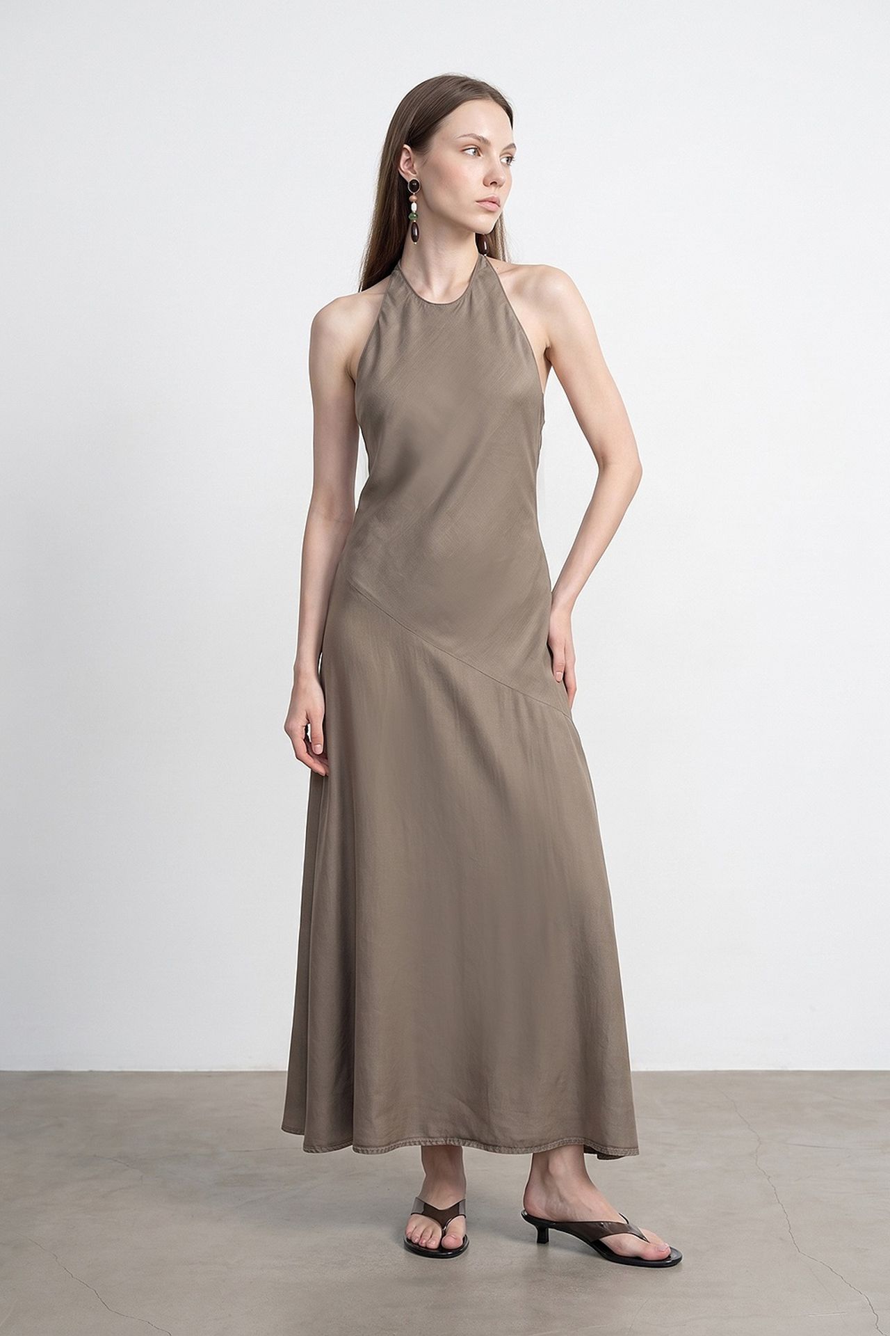 DILVIN Tencel Halter Maxi Dress 3