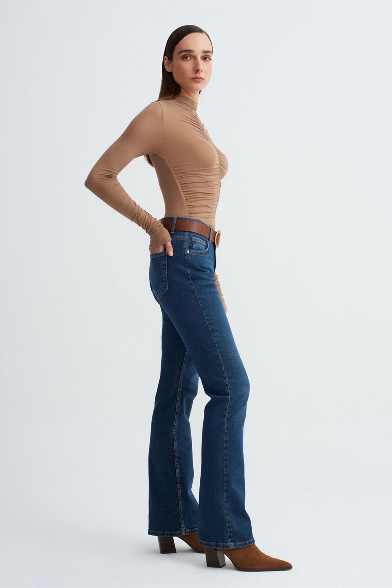 DILVIN Düşük Bel Düz Paça Jean 4