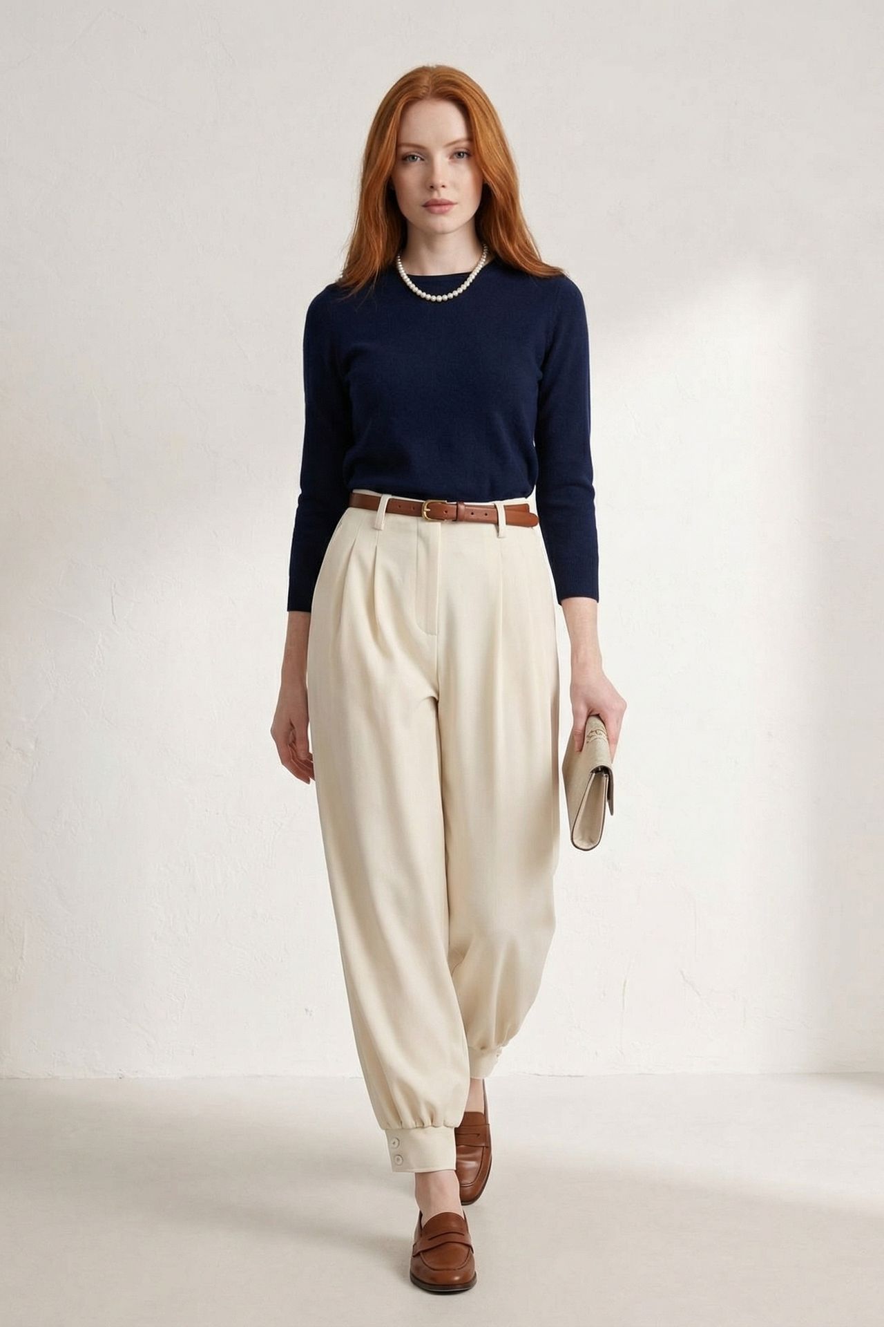 MY FASHION Belted Buttoned Leg Tailored Trousers 1