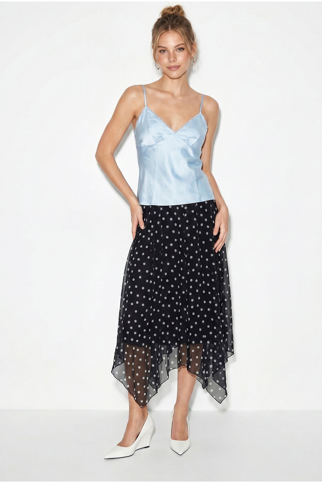 LUCCI Women's High Waist Polka Dot Skirt 4