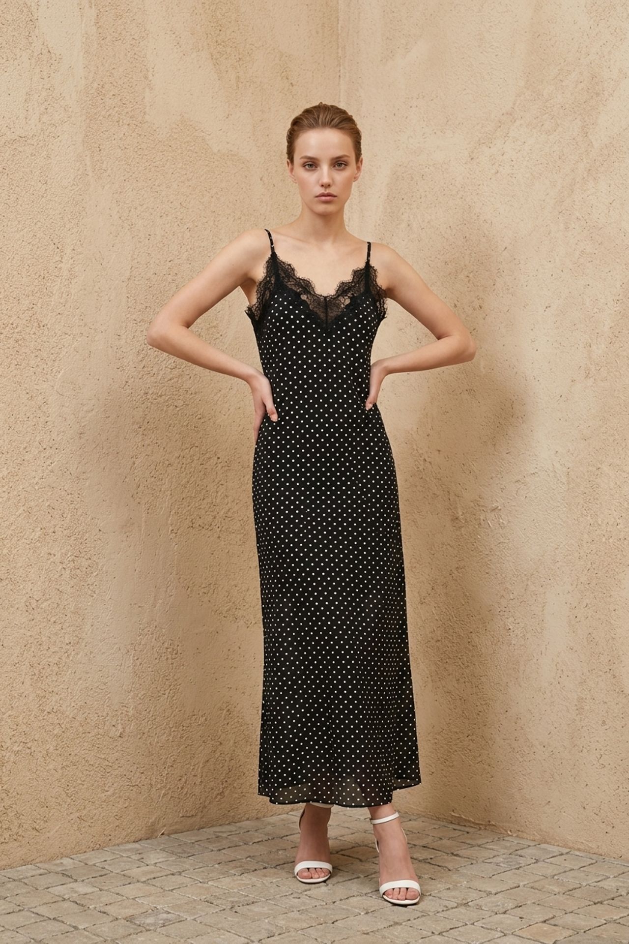 MY FASHION Women's Polka Dot Chiffon Maxi Dress 1