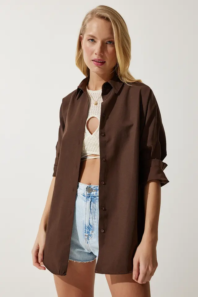 ISTANBUL Oversized Poplin Button-Up Shirt with Long Sleeves