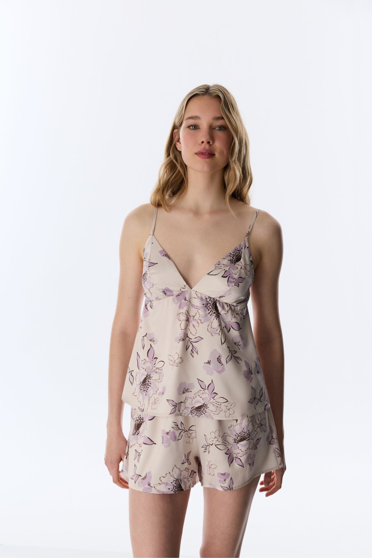 PENTI Petal Satin Floral Tank Top Pajama Top 5
