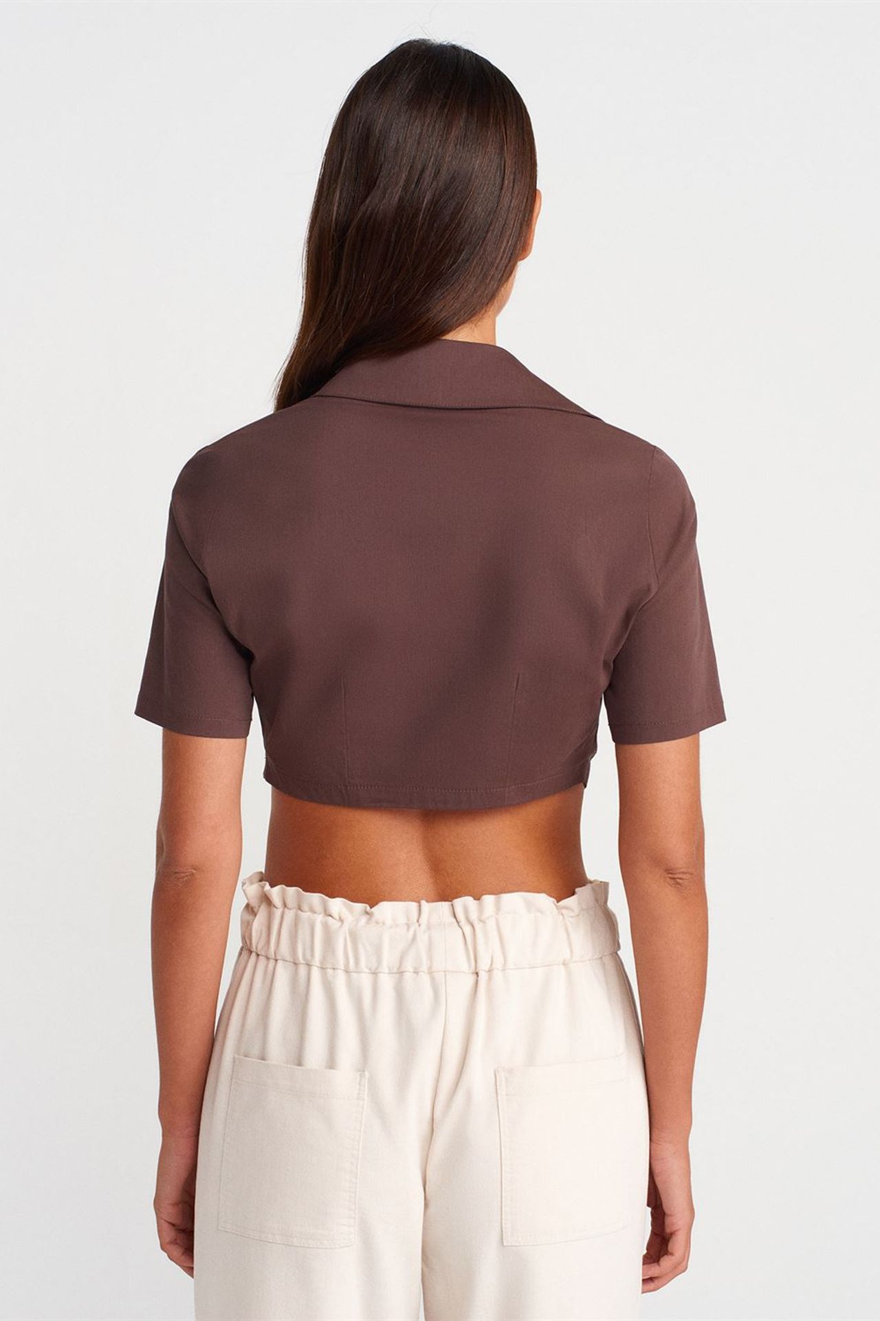 DILVIN Women's Cropped Poplin Shirt 2