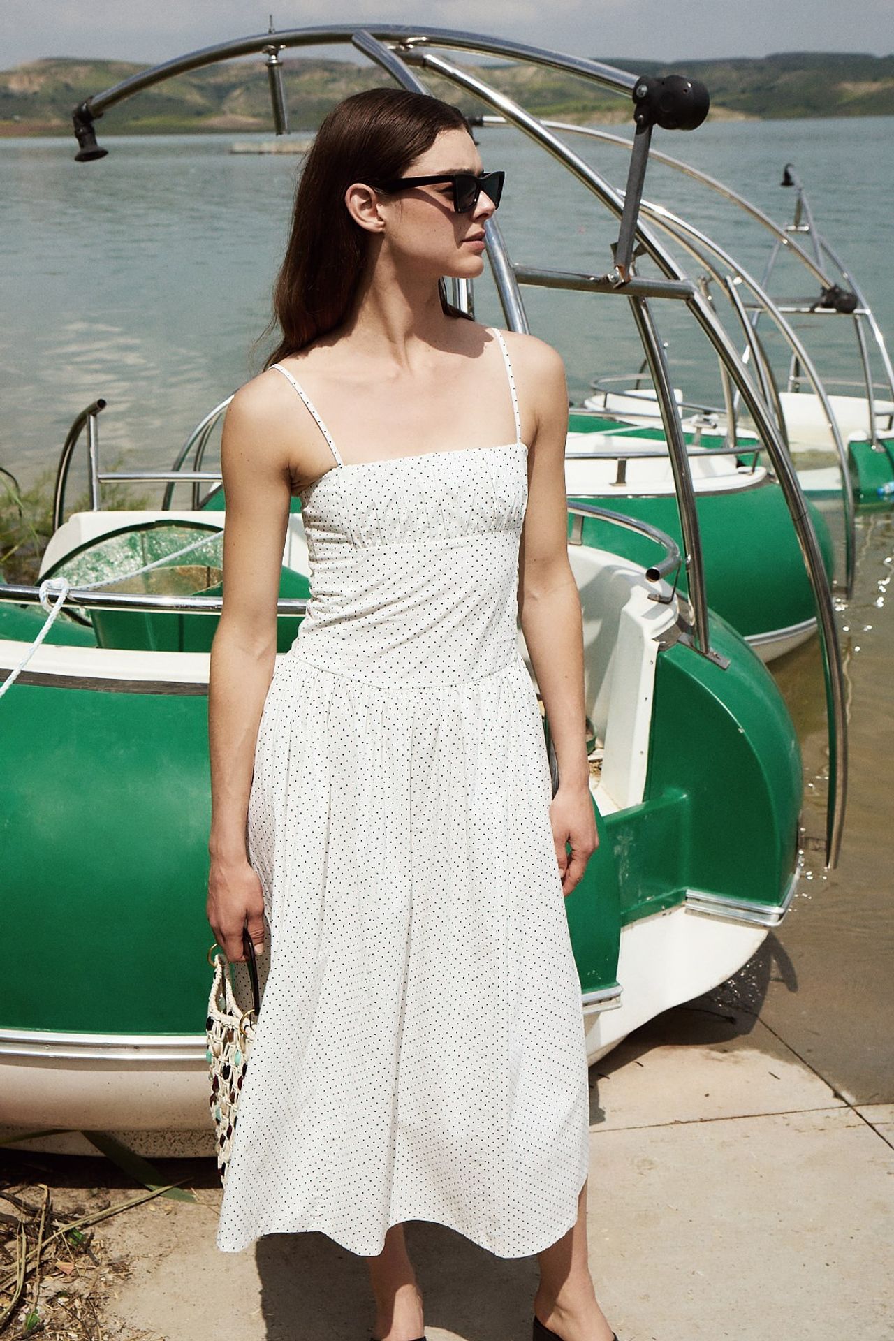 GRIMELANGE Square Neck Polka Dot Midi Dress 3