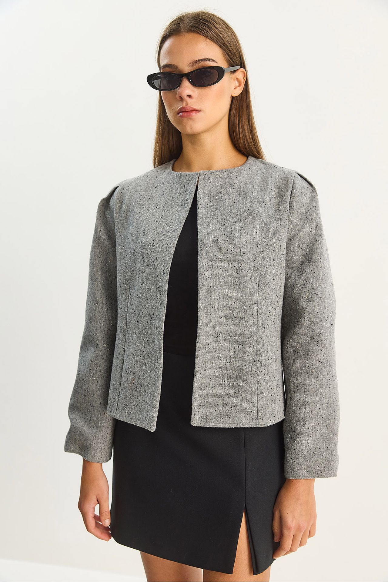 LUCCI Textured Open Collar Lined Jacket 4
