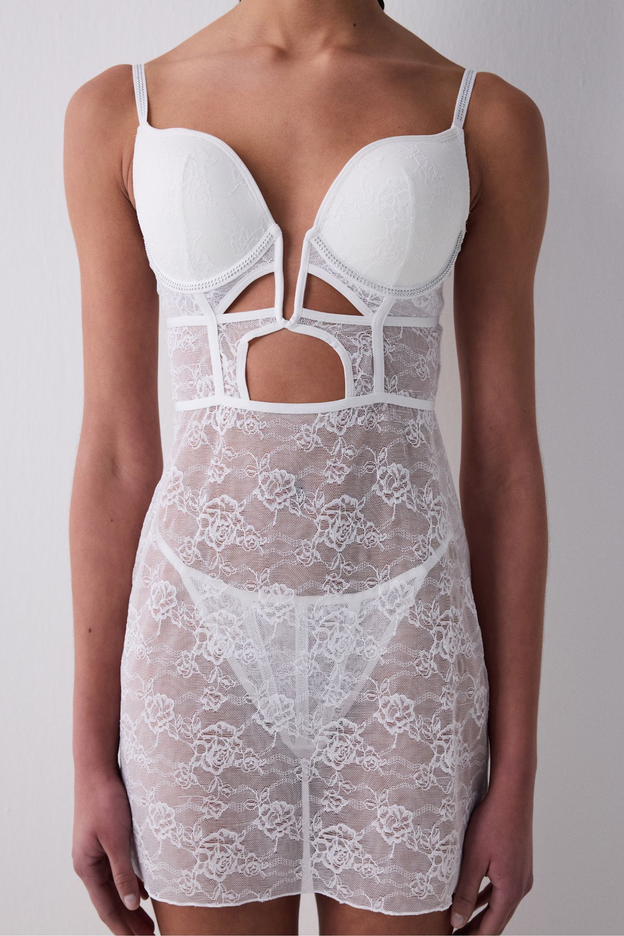 PENTI Deep Décolleté Stone-Embellished Cutout Nightdress 3