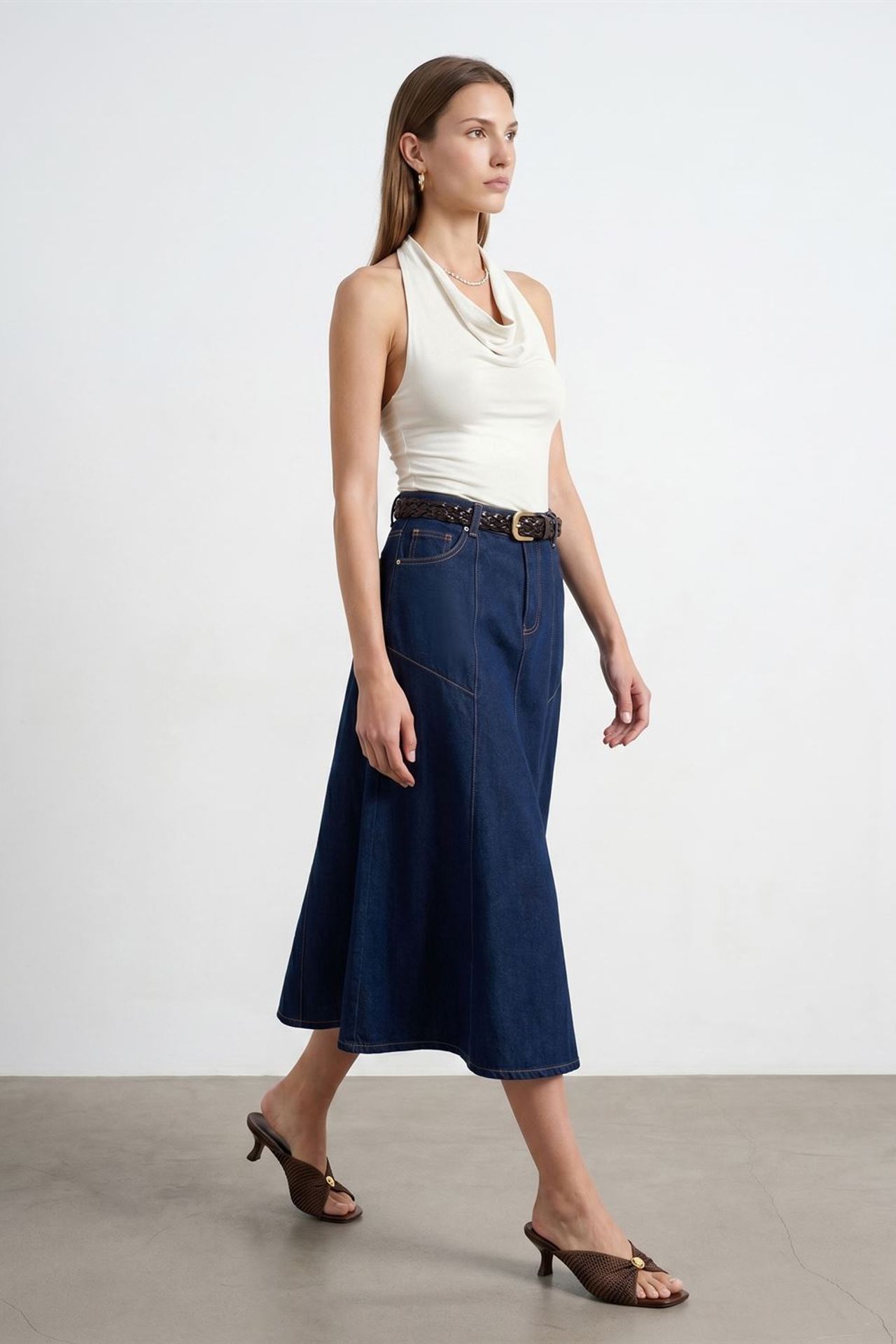 DILVIN Sleeveless Cowl Neck Tie Blouse 3