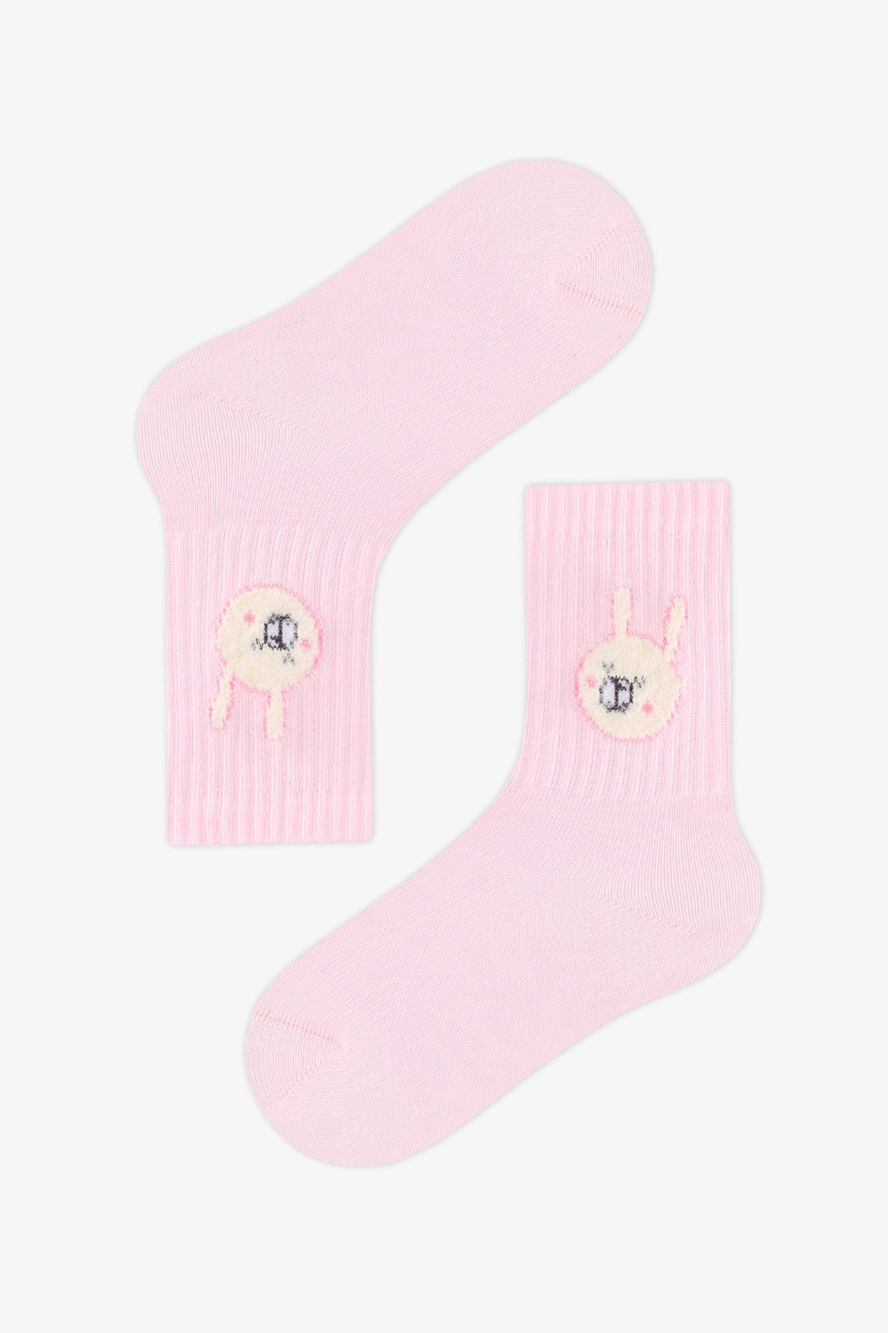 PENTI Girls' Little Bunny Rabbit Patterned Pair Crew Socks 3
