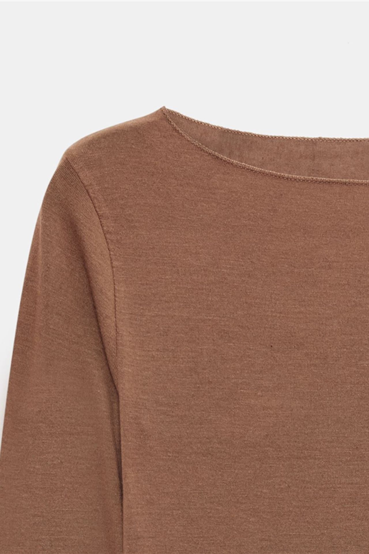 DILVIN Slim Fit Boat Neck Long Sleeve Knit Blouse 8