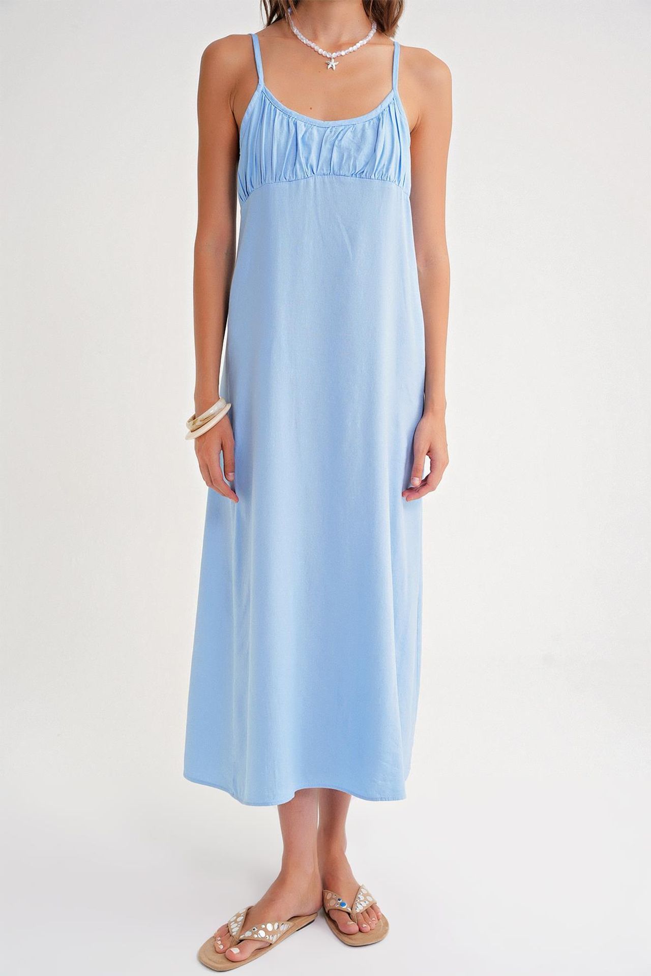 Mixray Strappy Maxi Dress with Gathered Detail 6