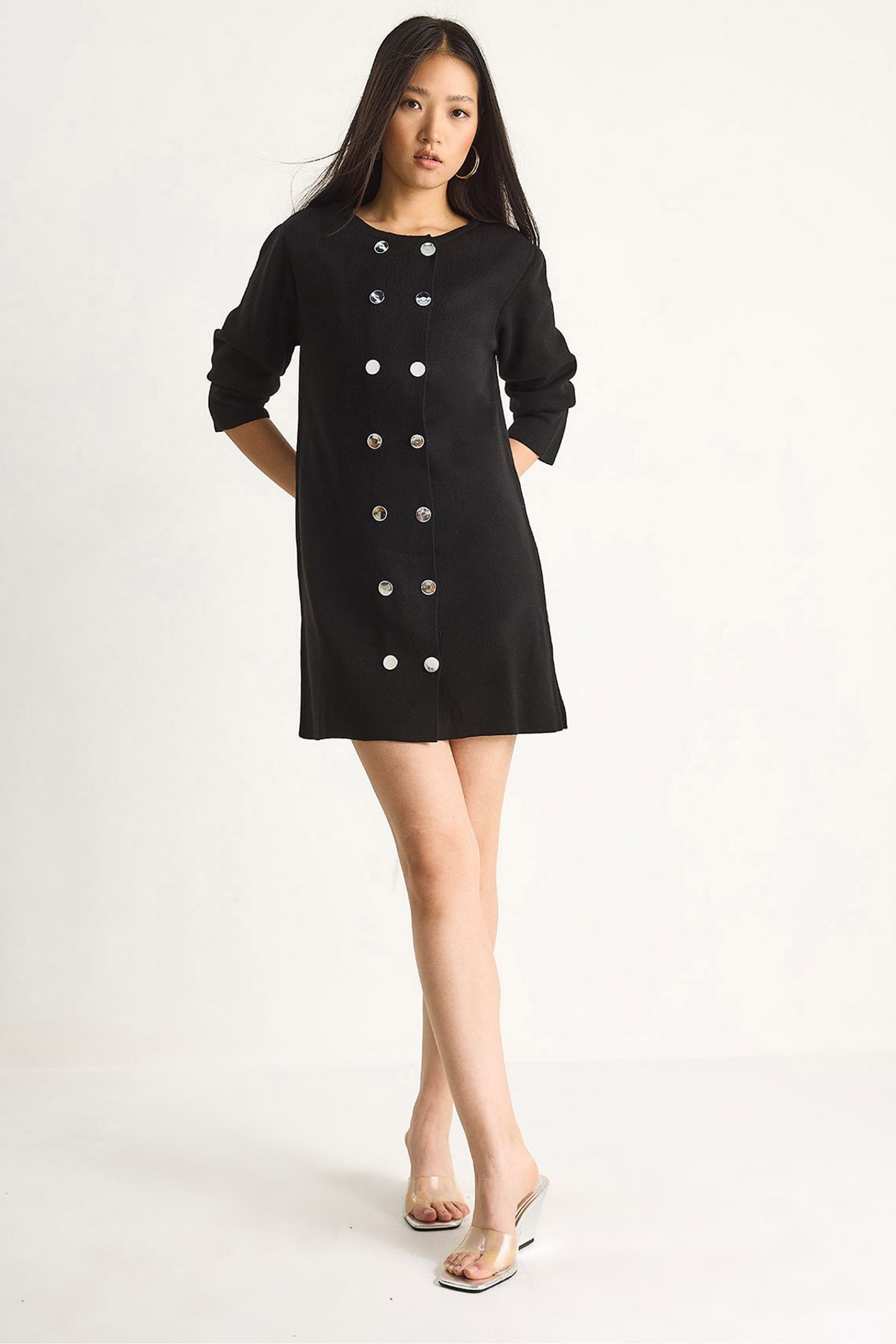 LUCCI Knit Mini Dress with Buttoned