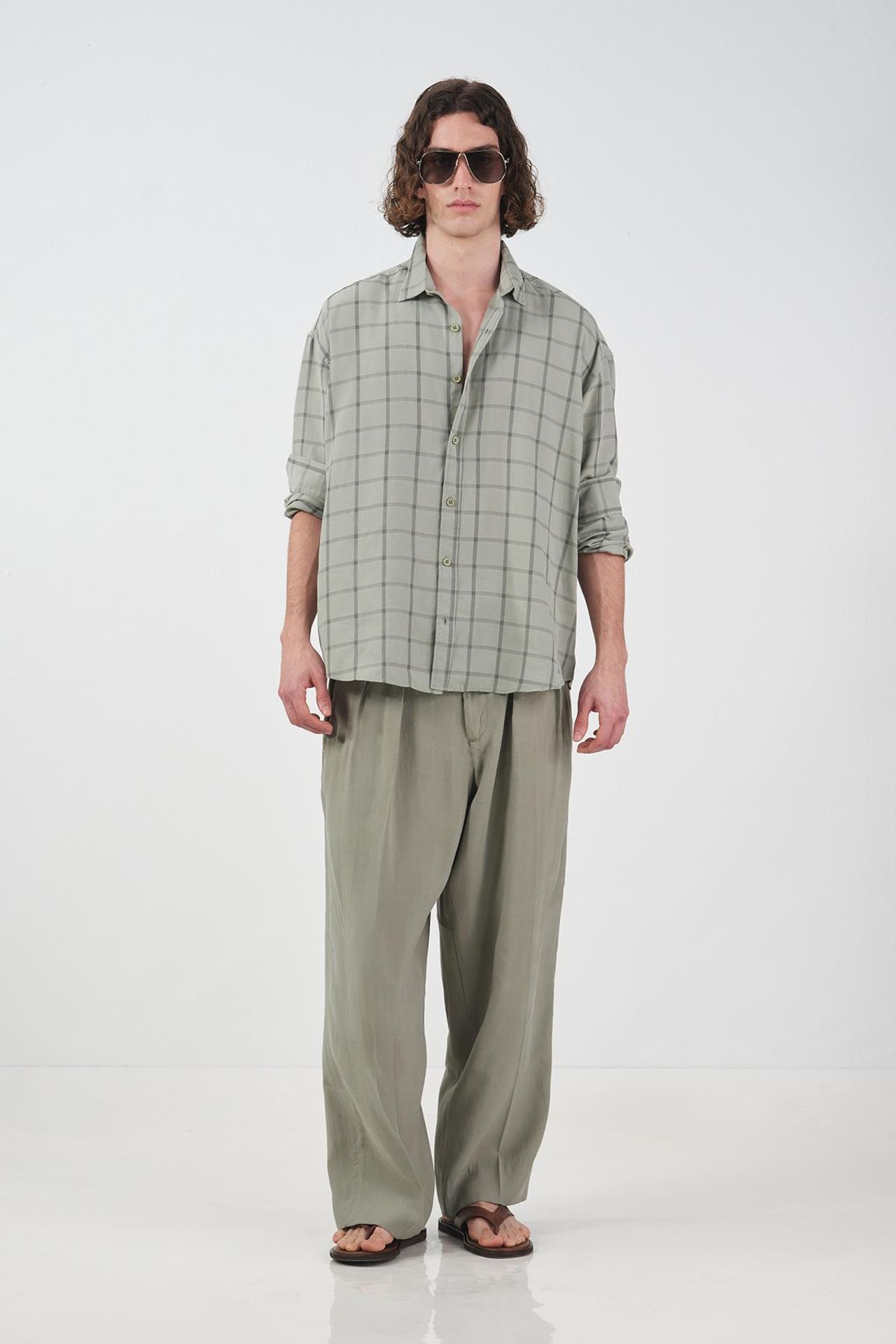 GIESTO Oversized Plaid Poplin Shirt 1
