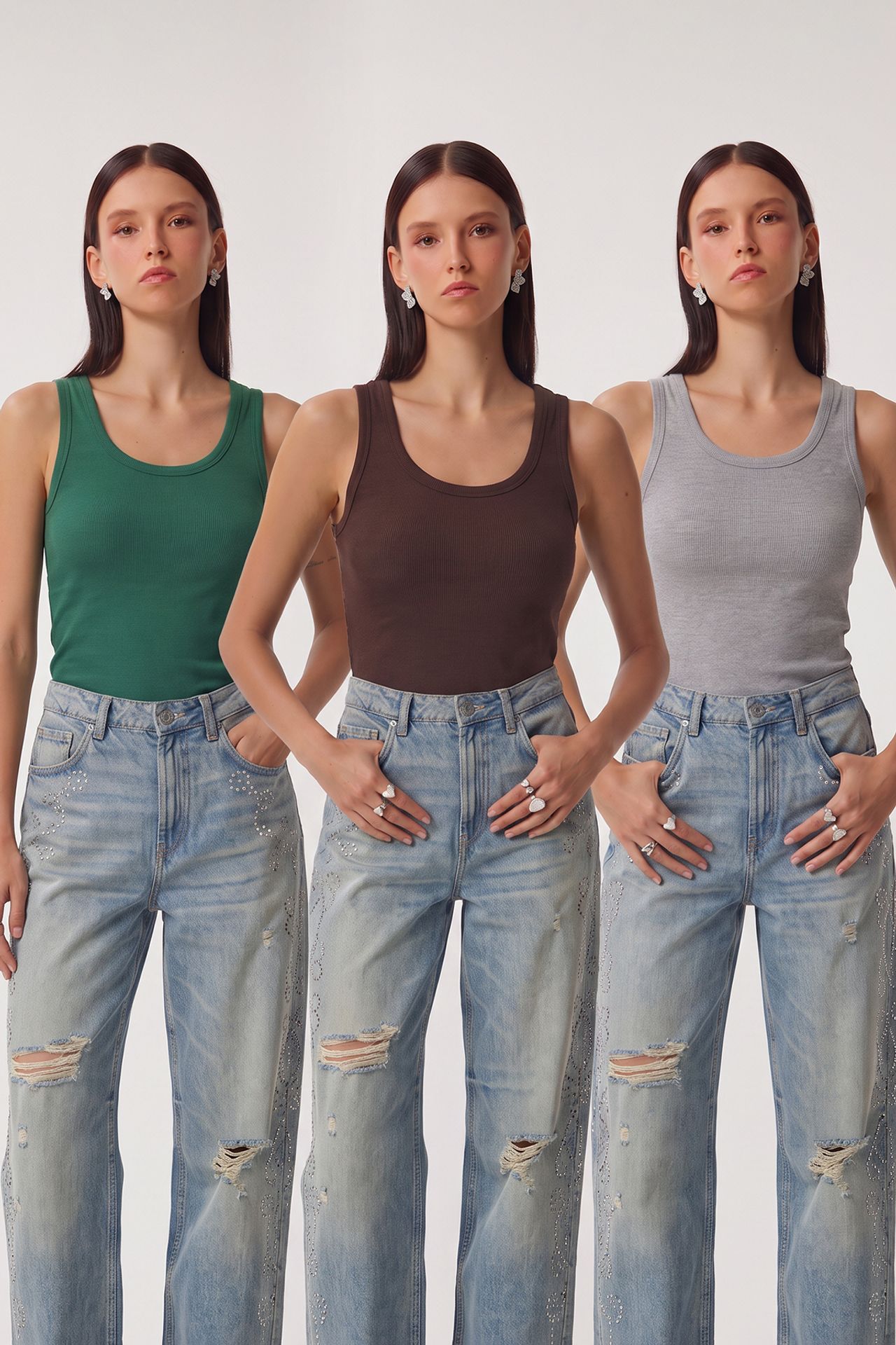 ISTANBUL 3-Pack Ribbed Cotton Cami Tops 2