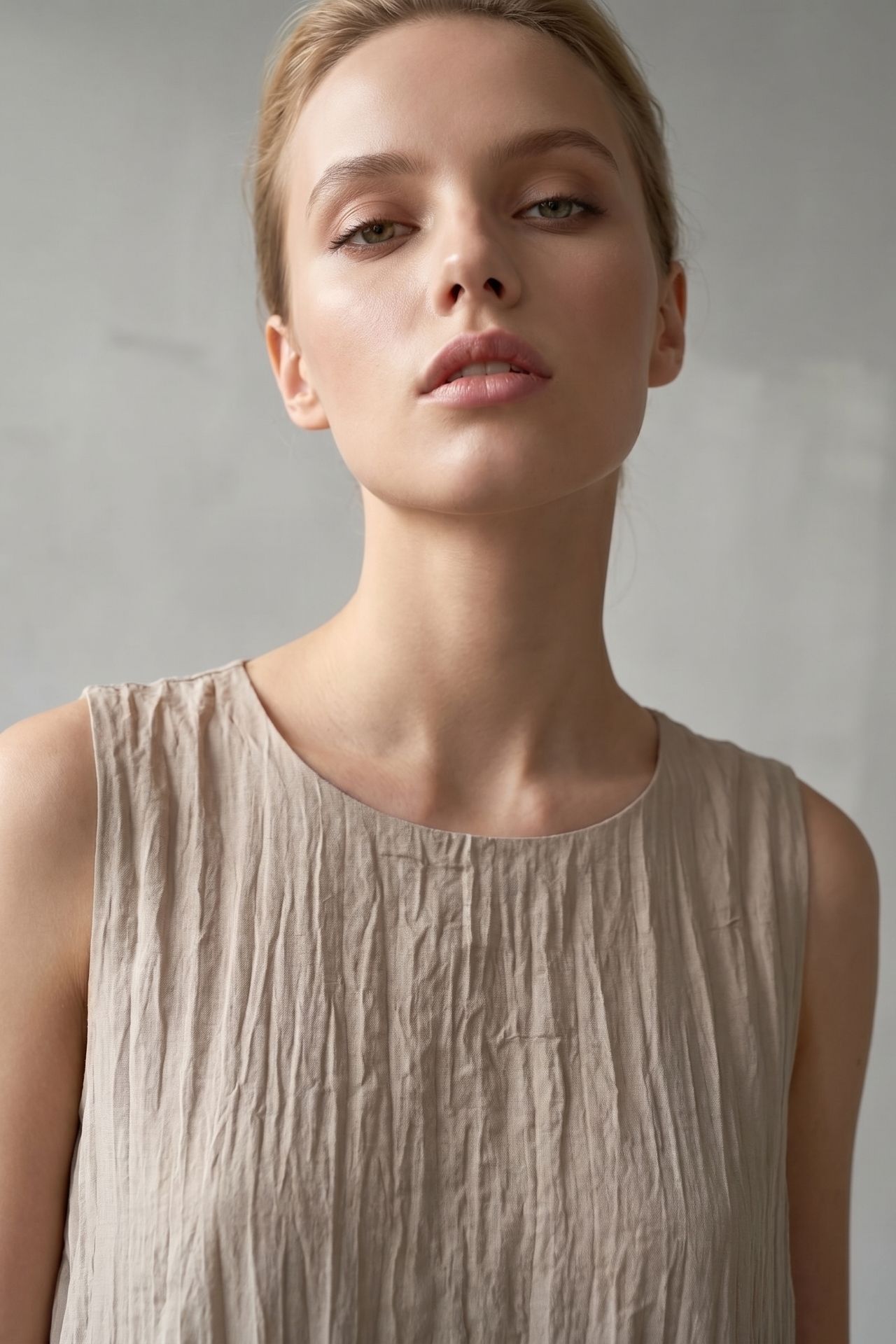 MY FASHION Loose Mini Dress in Textured Lyocell 4