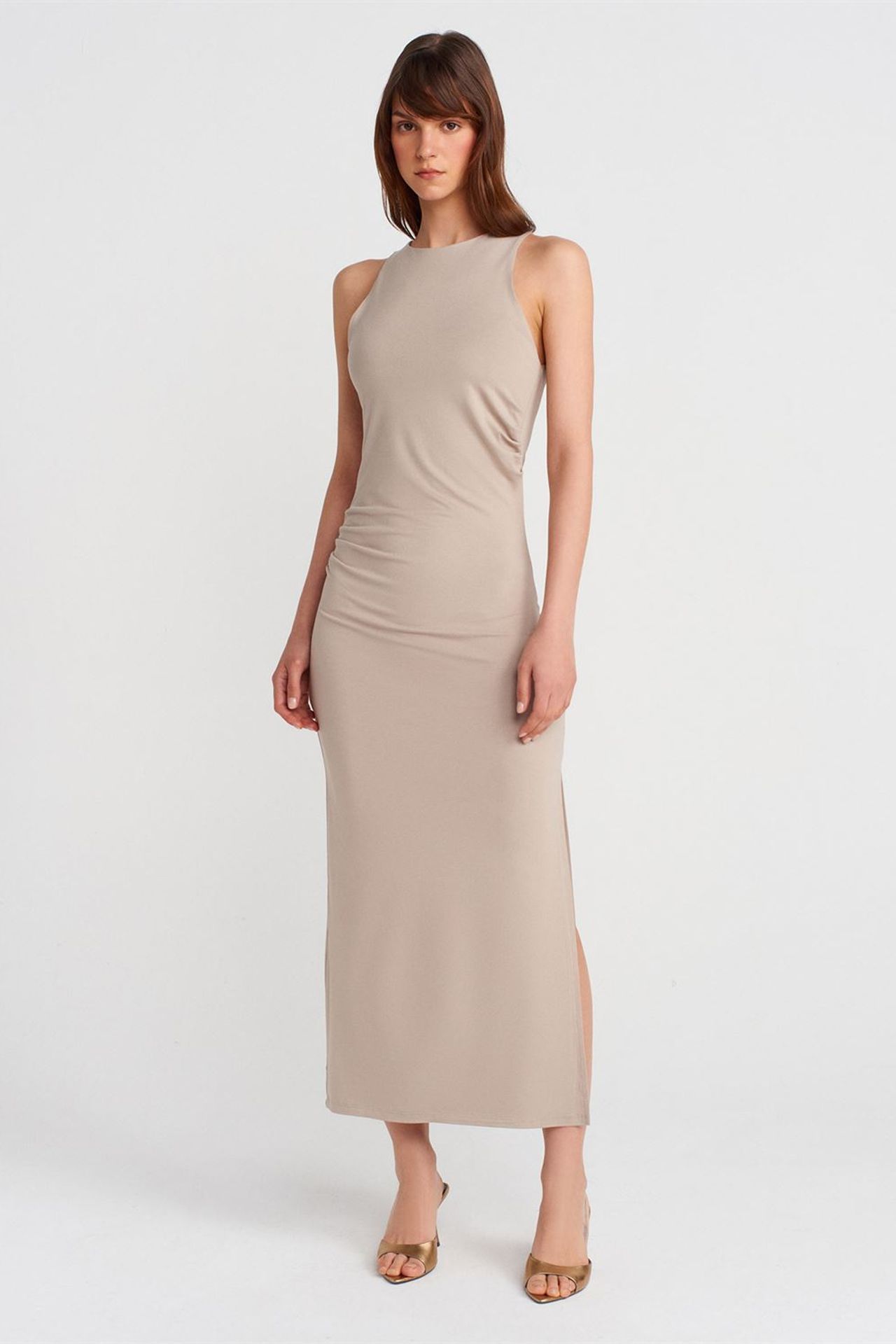 DILVIN Sleeveless Bodycon Maxi Dress With Slit 4