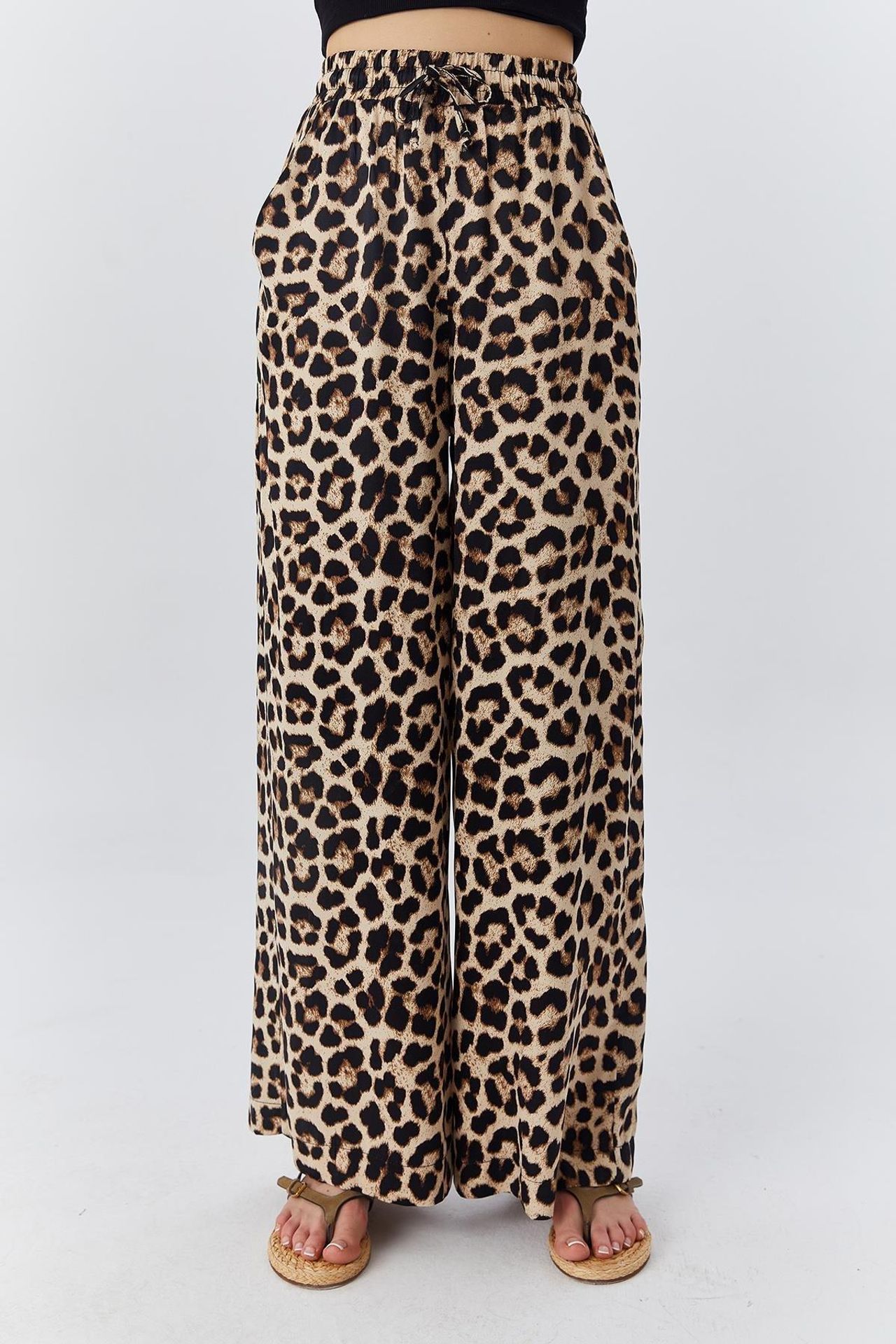 Mixray High Waist Leopard Print Wide Leg Pants 4