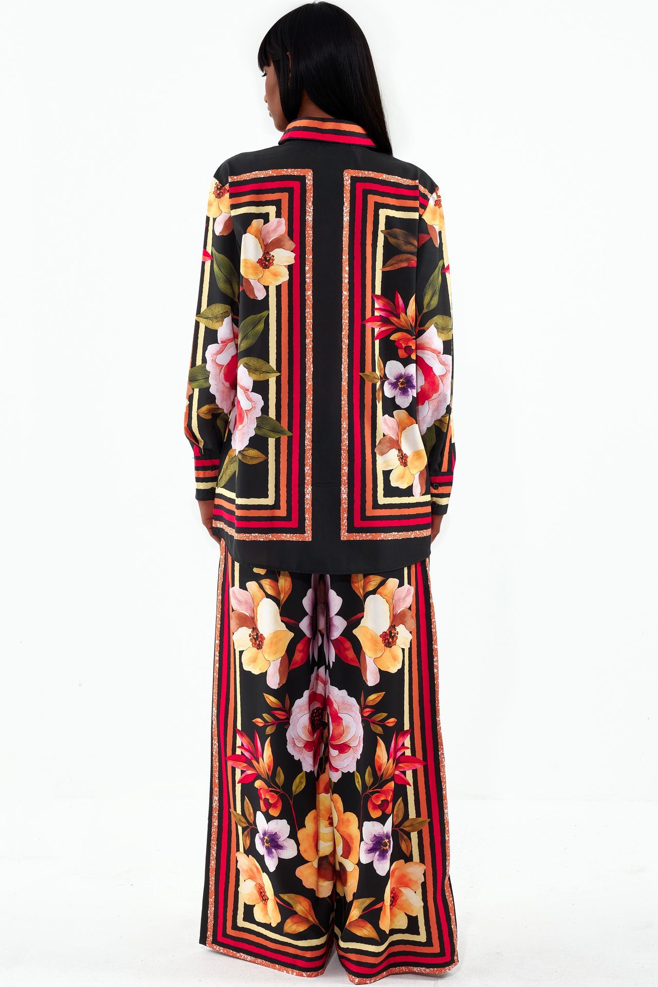 MSN Floral Shirt And Wide-leg Trouser Set 3