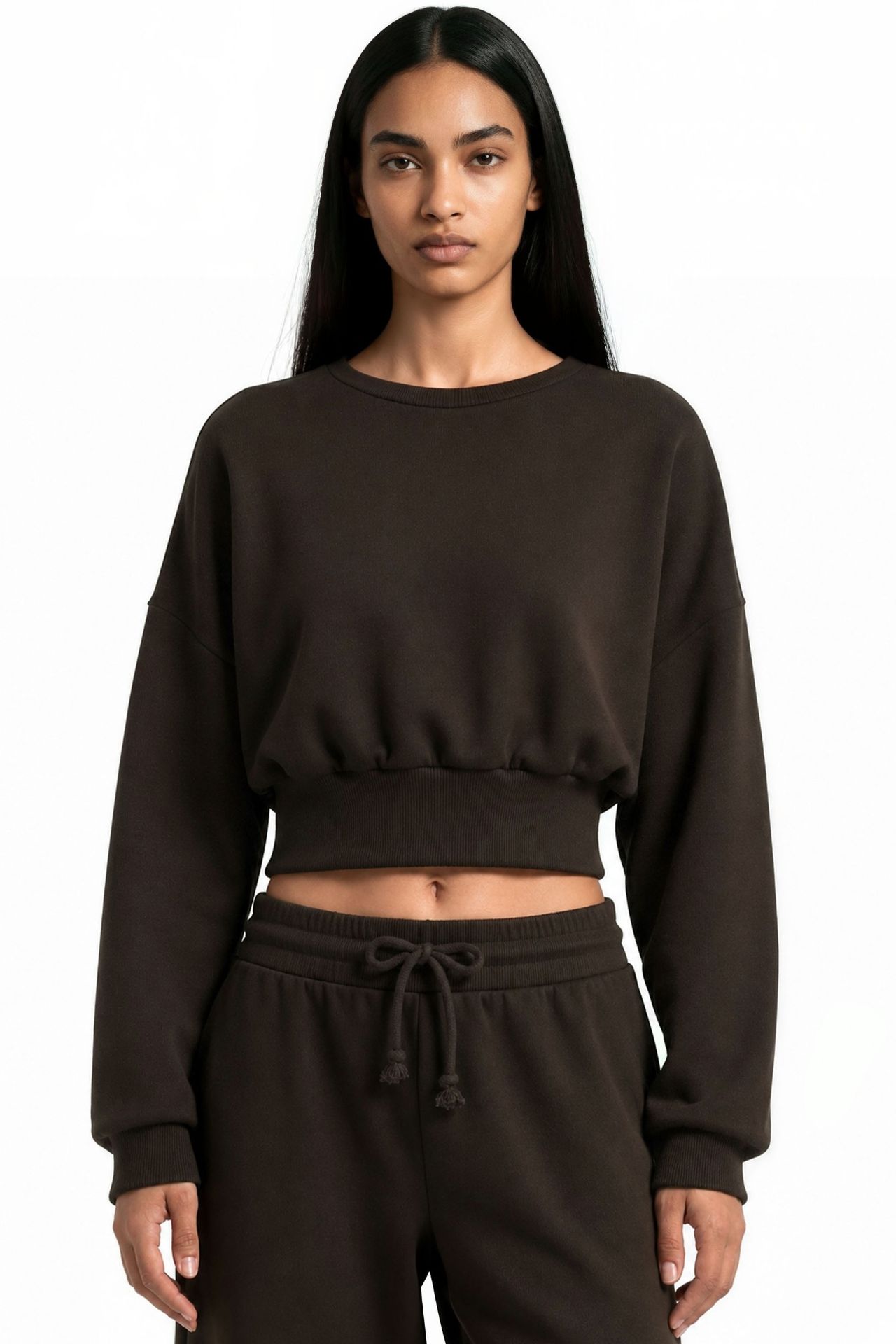 BUSEM Kadın Kısa Bisiklet Yaka Sweatshirt 1