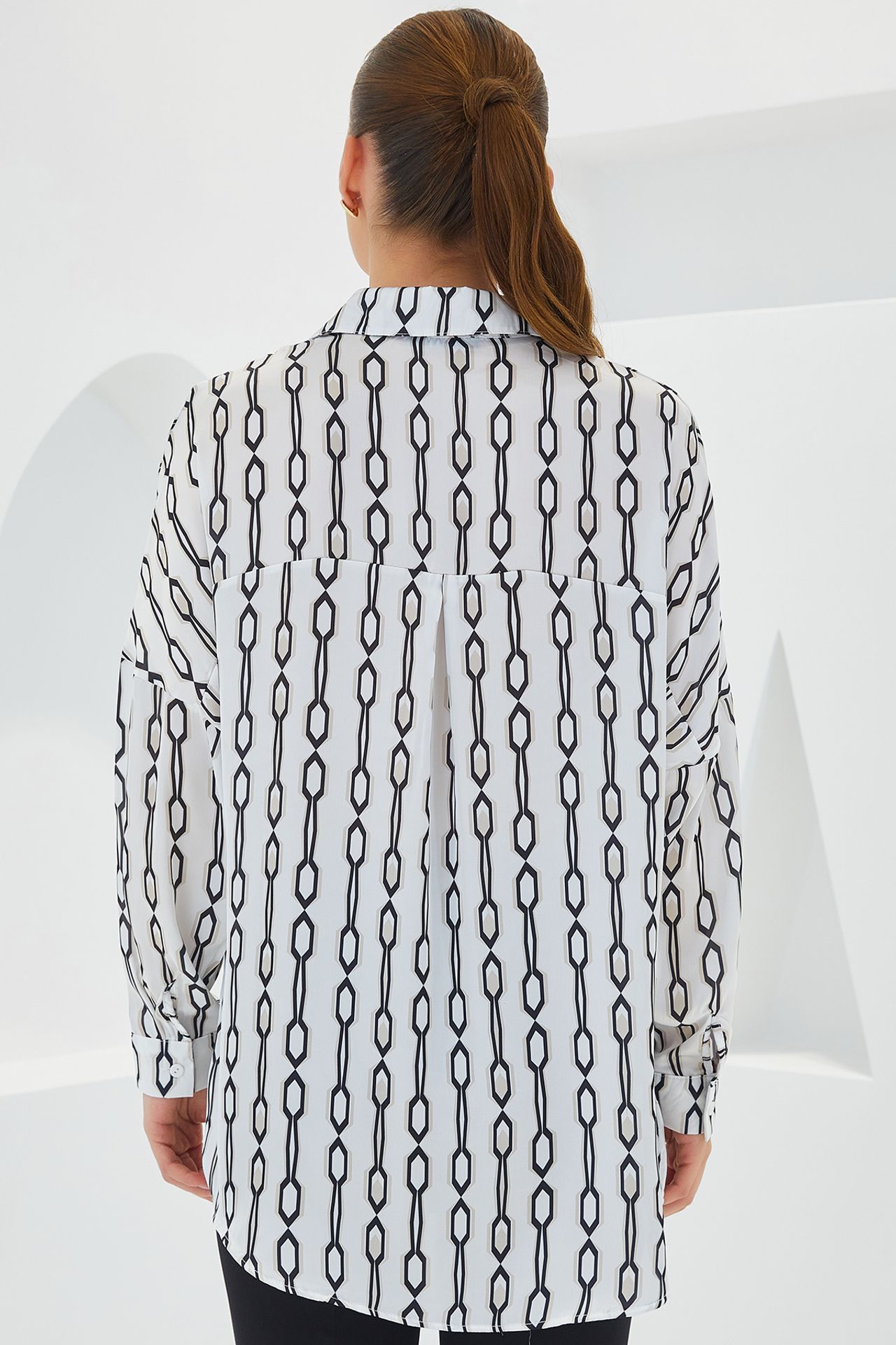 Oversized Satin Button-Front Shirt 5