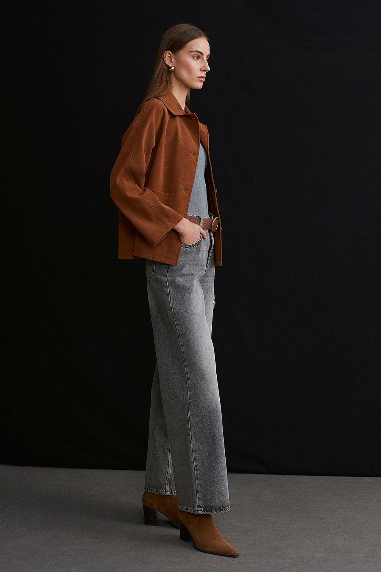 DILVIN Women's Suede Button Jacket 1