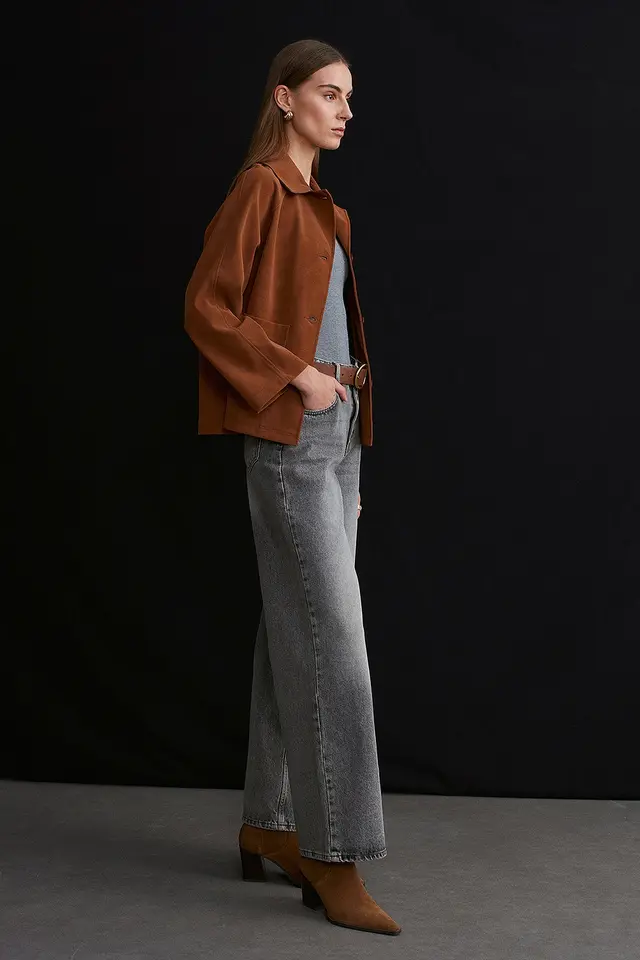 DILVIN Women's Suede Button Jacket
