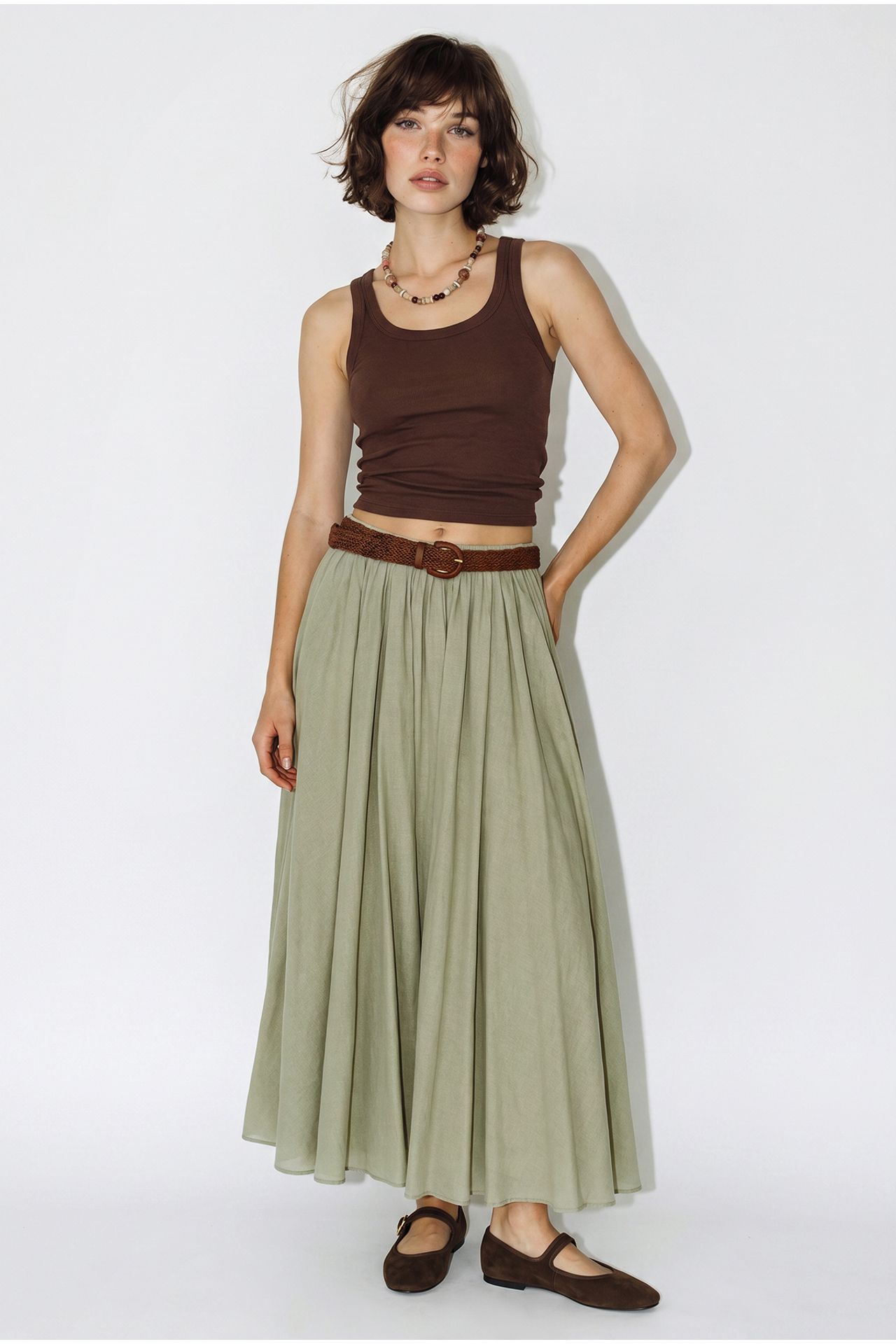 LUCCI High-Waist Pleated Maxi Skirt 1