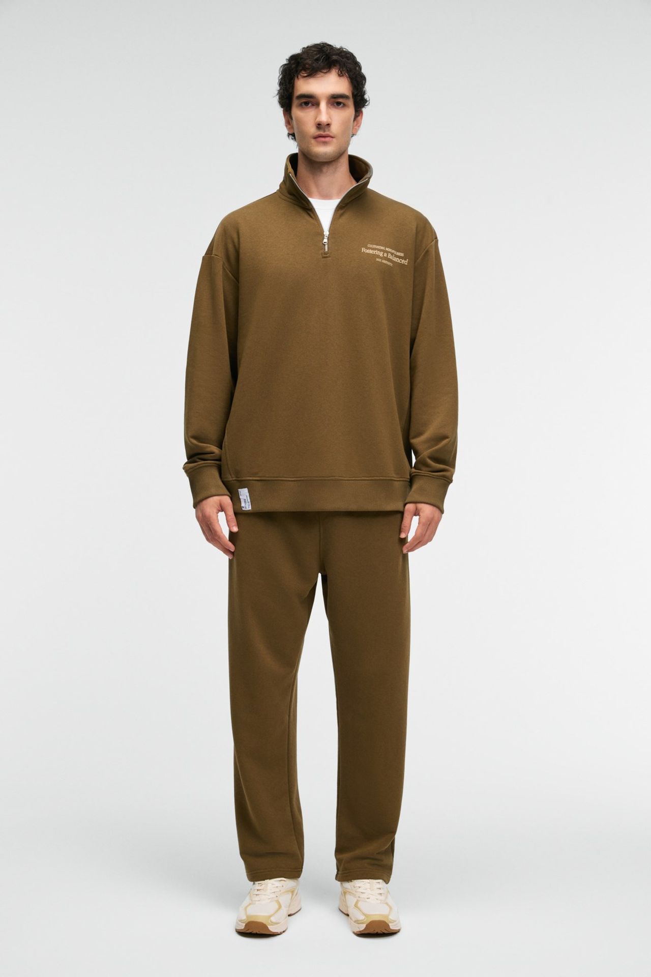 GRIMELANGE Yazı Baskılı Yarım Fermuarlı Sweatshirt 1